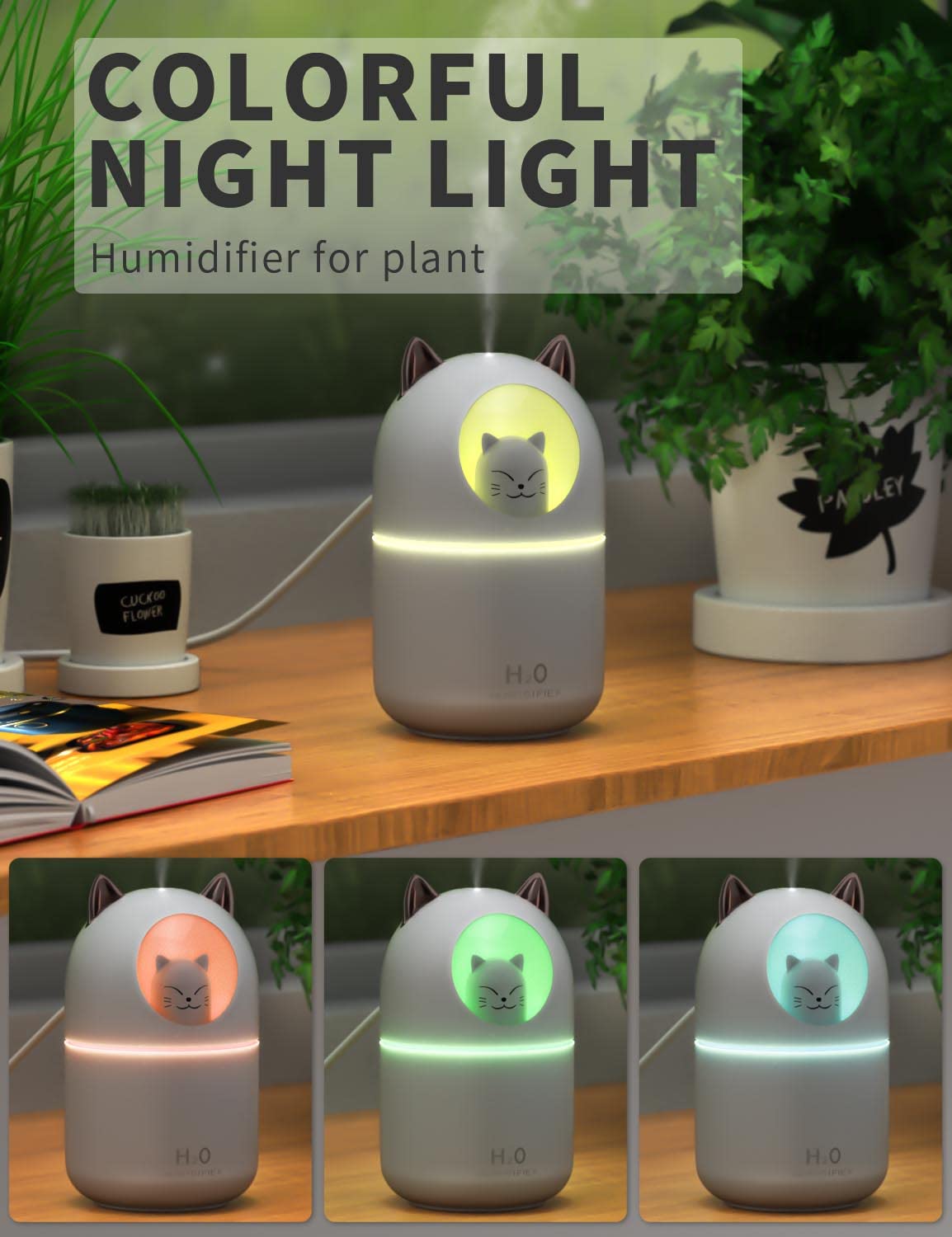 Norhom Norhom Cool Mist Humidifier, 300Ml Humidifiers With Night Light, 20Db Quiet Humidifiers For Bedroom , Waterless Auto Off