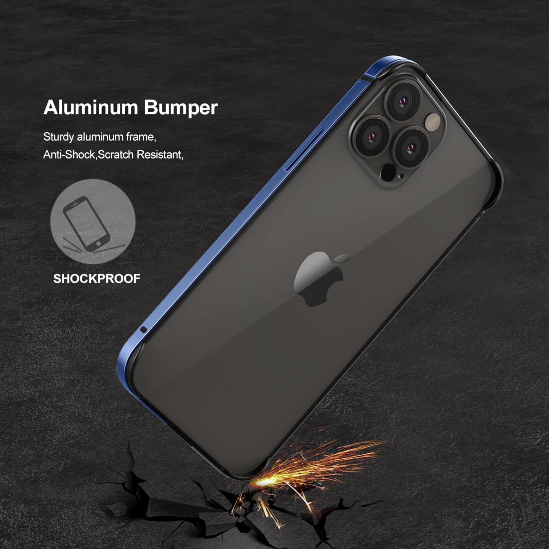 Eastcoo Slim Metal Bumper Case for iPhone 14 Pro 6.1 inch - Wireless Charging Compatible, Royal Blue