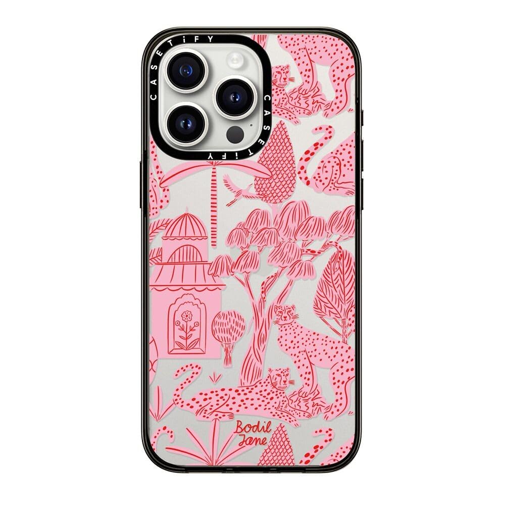 Casetify Compact Case For Iphone 15 Pro Max [2X Military Grade Drop Tested / 4Ft Drop Protection]   Cheetah Paradise Pink   Clea