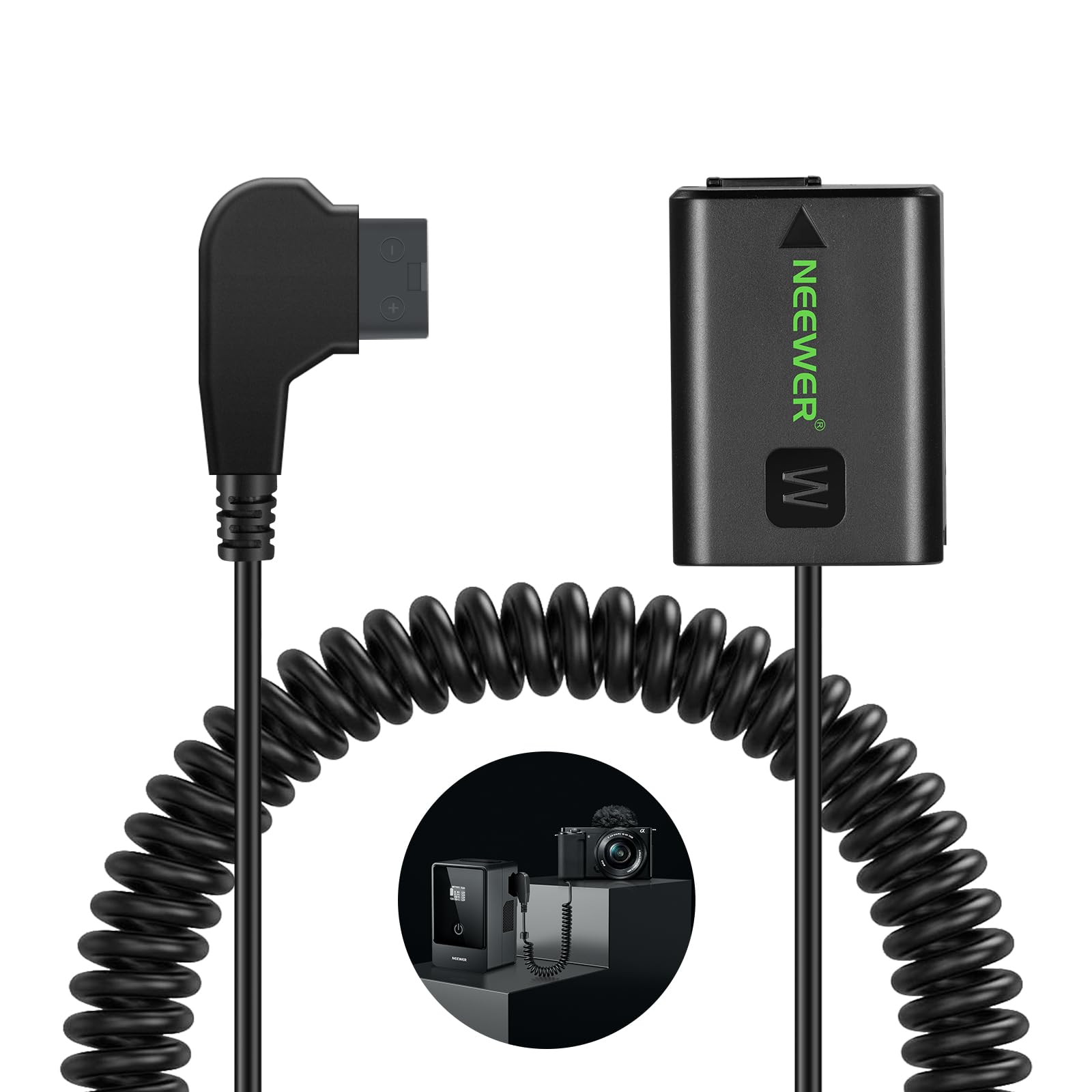 Neewer D Tap To Np Fw50 Dummy Battery With Cable For V Mount Battery, Stable Continuous Power Supply For Sony Zv E10 A3000 A5000