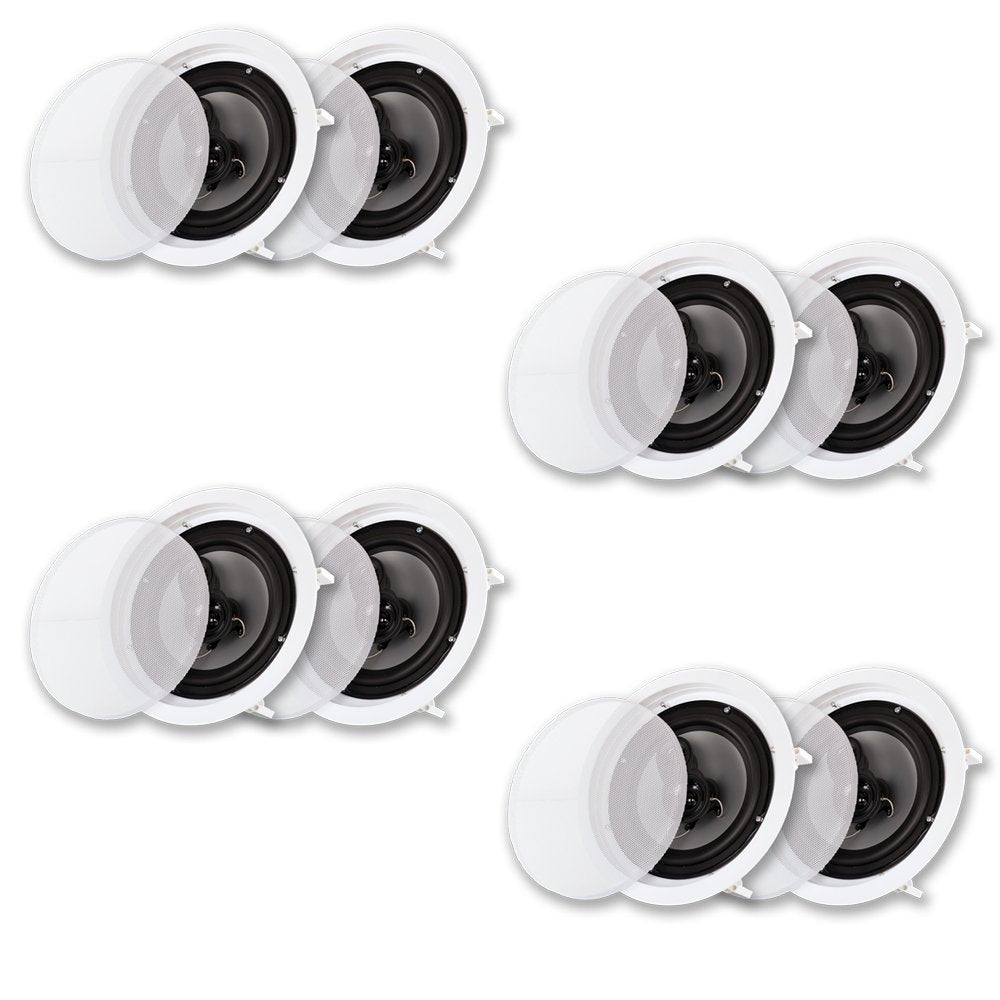 Acoustic Audio CS-IC83 in Ceiling 8 Speaker 4 Pair Pack 3 Way Home Theater 2800 Watt