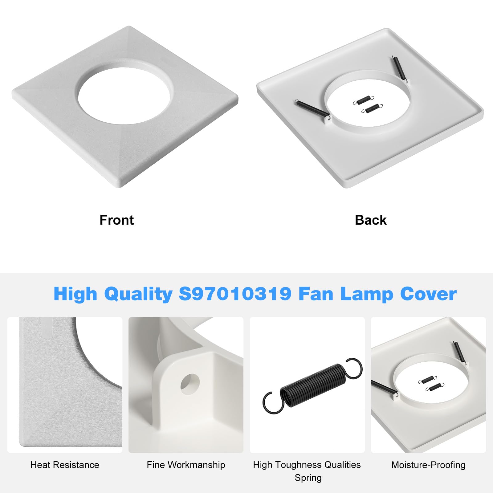 Ro6G S97010319 Bathroom Exhaust Fan Cover For Broan Heat Lamp Cover Grille W/Springs 97010319, 99111347, Compatible With 161, 16