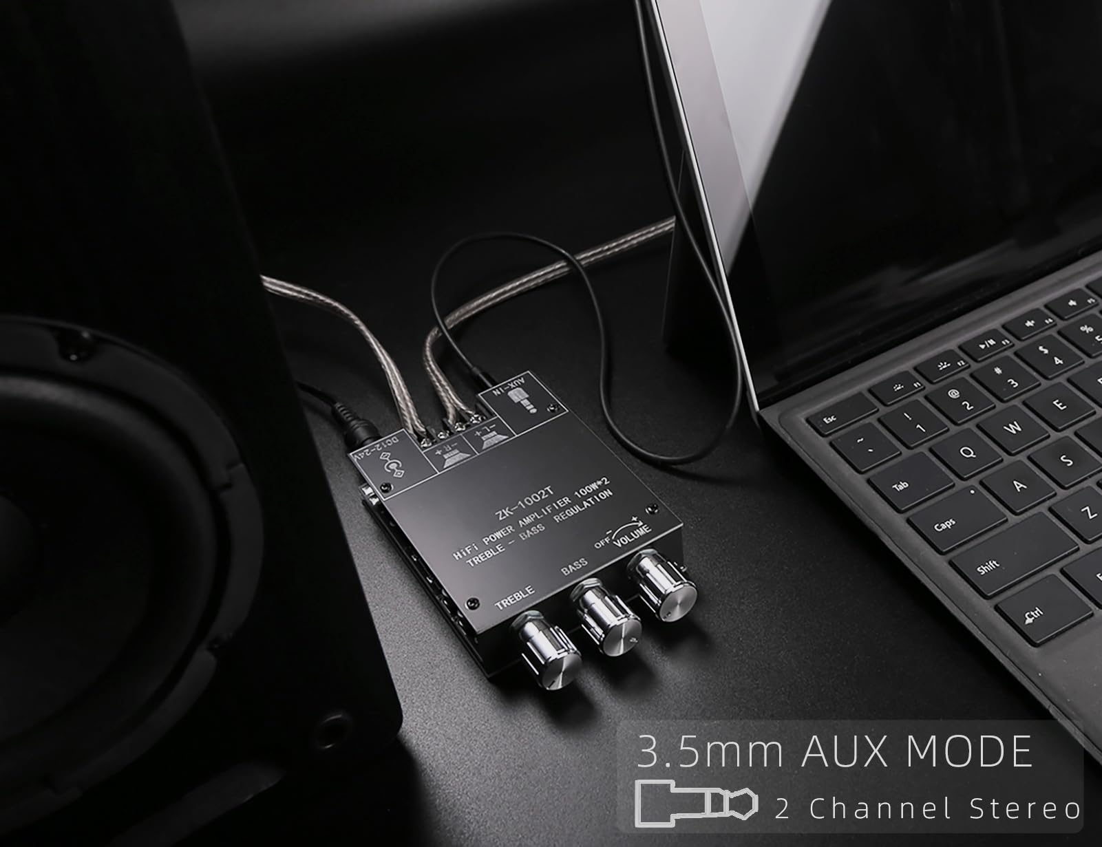 100W+100W Amplifier Board With Treble And Bass Control, Dc 9 24V, Bt And Aux Inputs, 2.0 Channel Stereo Amp Board For Diy Wirele