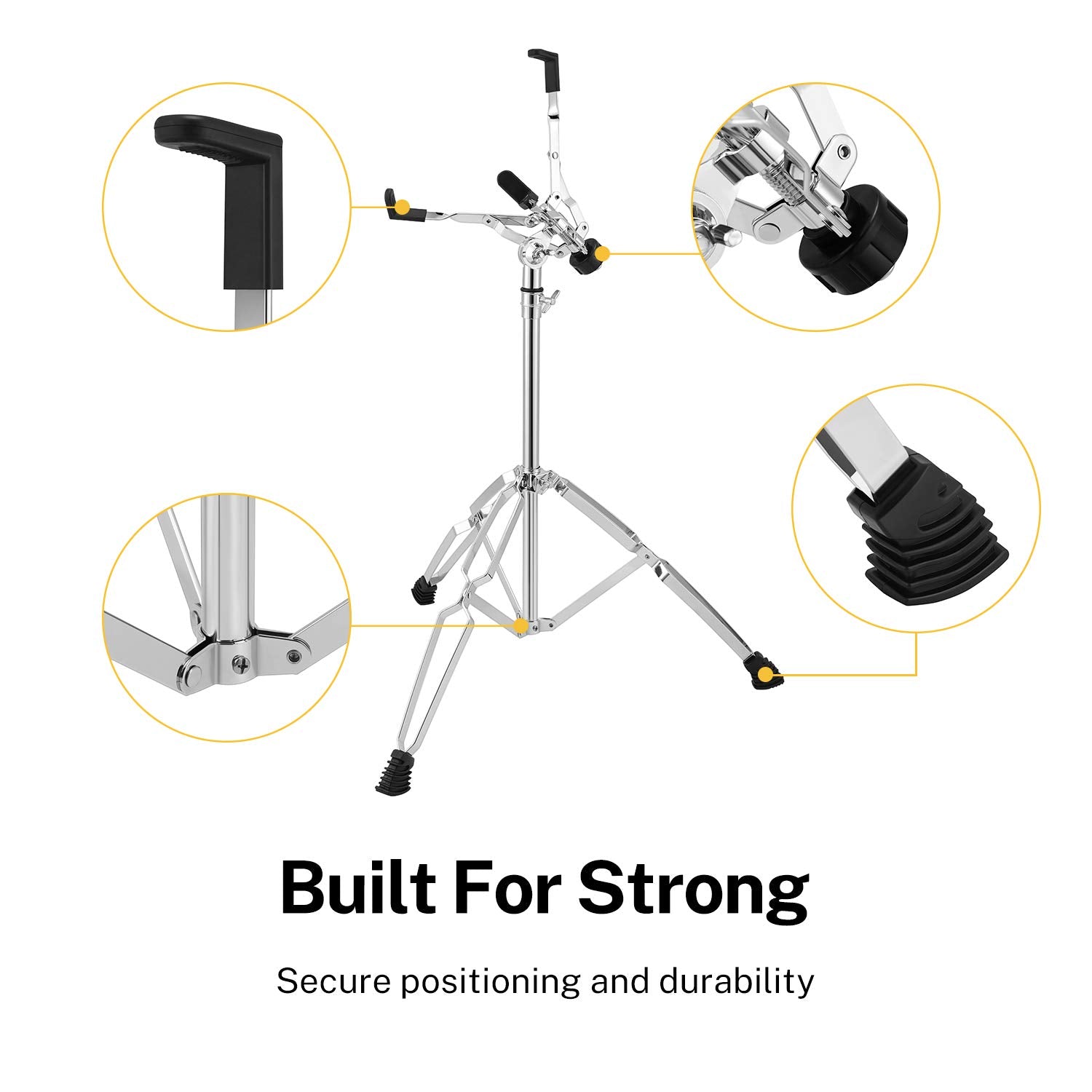Donner Snare Drum Stand, Adjustable Snare Stand Double Braced Extended With Drum Stick Holder Fit 10'' 14'' Dia Drums, Drum Pads