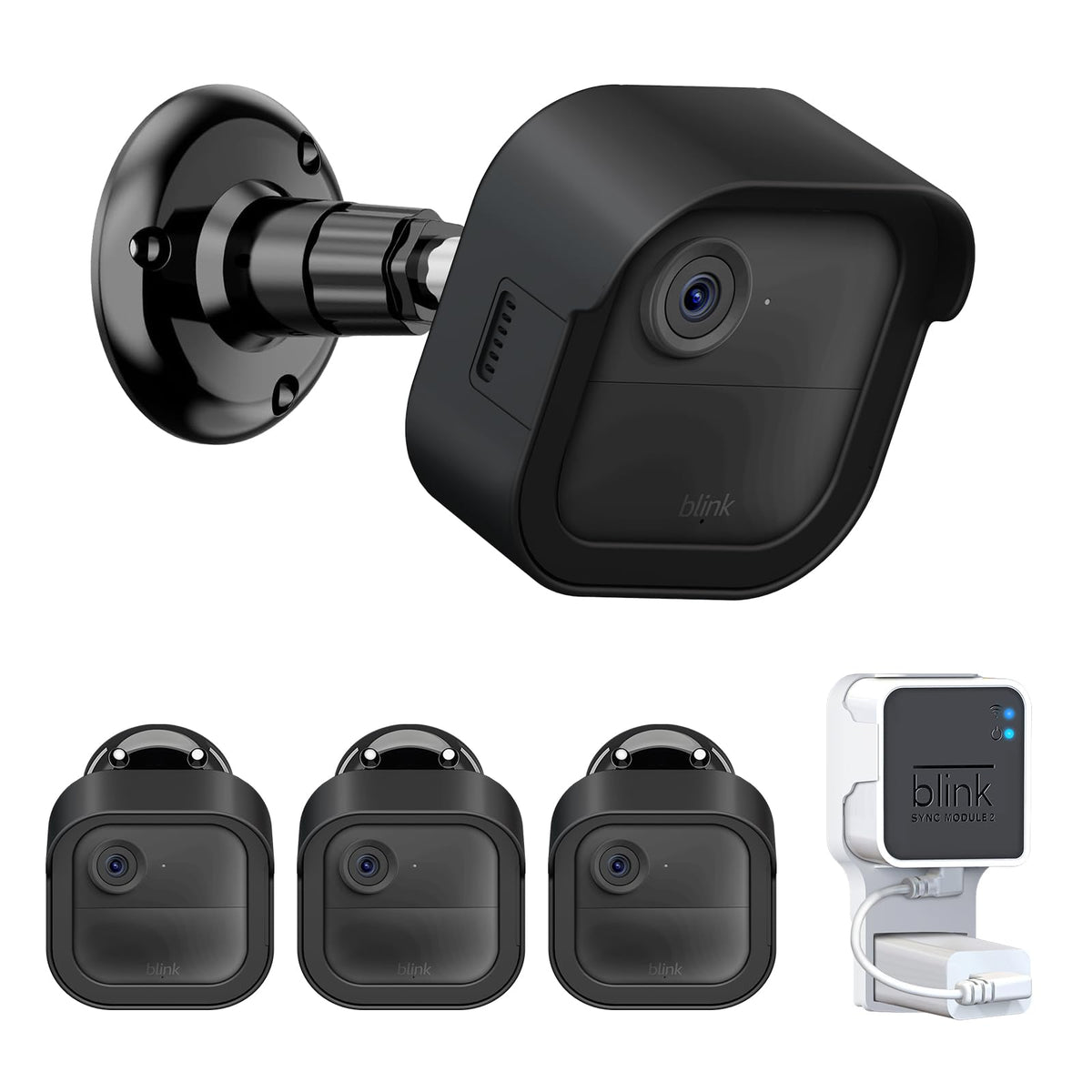 Blink Outdoor 4 Camera Mount With Outlet Mount For Blink Sync Module 2, Protective Cover & 360Adjustable Mount For Blink Camera 