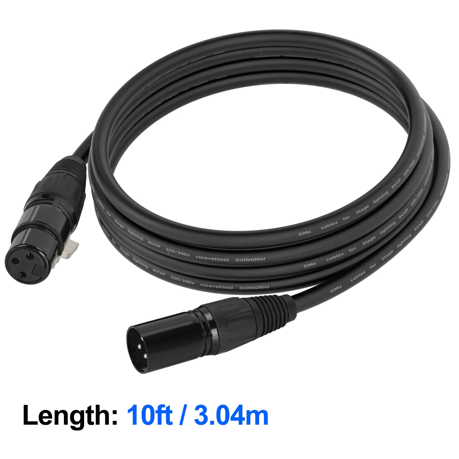 Gruolin 10Ft Dmx Cable, 4 Pack 3M Dmx Light Cables Dmx Wires, 3 Pin Xlr Male To Female Stage Signal Cable With Metal Connectors