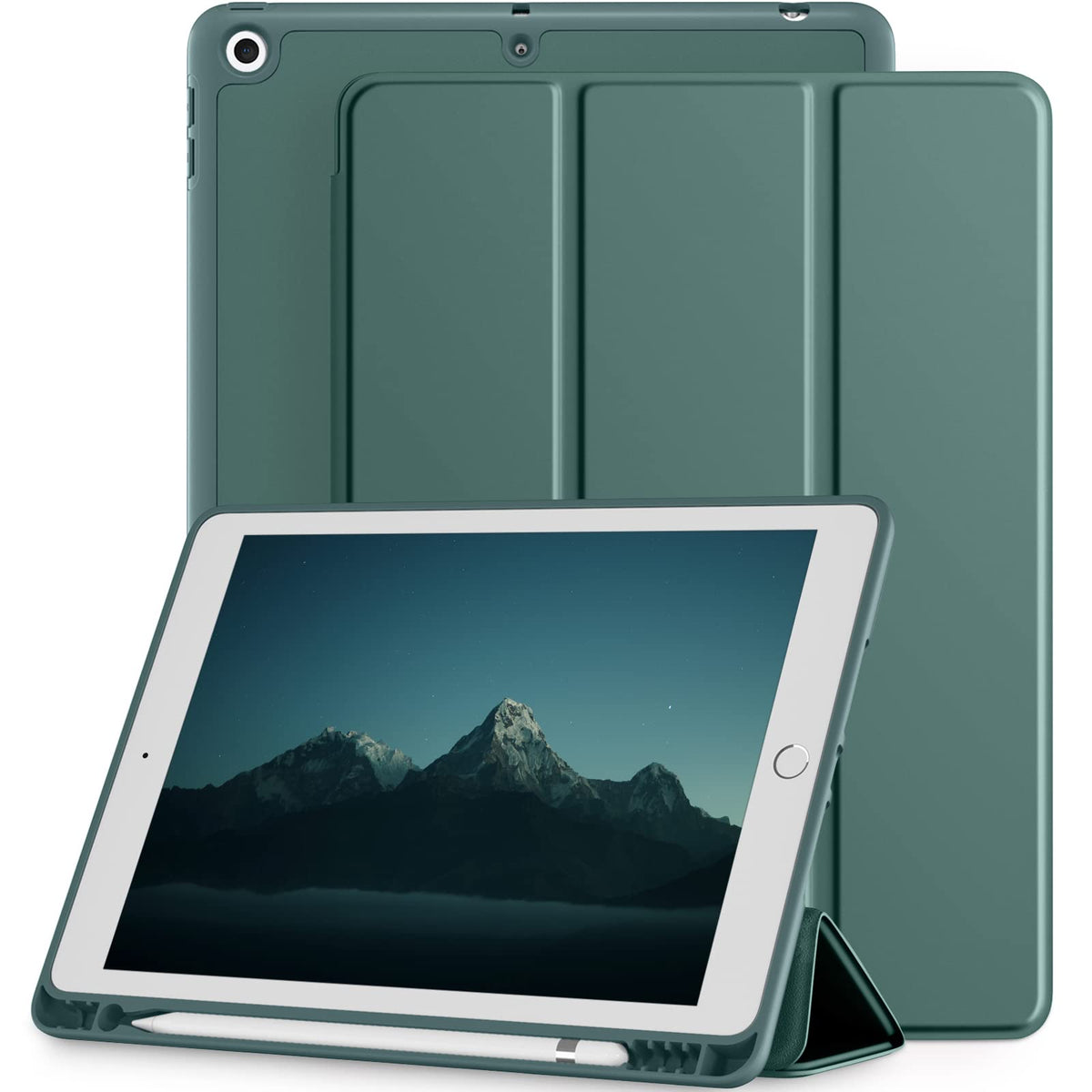 Mastten Compatible With Ipad 9Th/8Th/7Th Generation Case, For Ipad 10.2 Inch Case With Pencil Holder, Tpu Smart Stand Back Cover