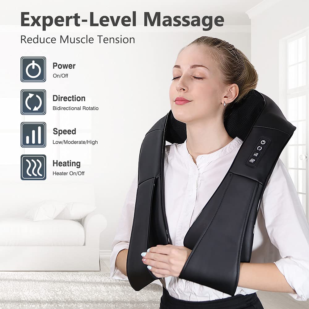 Ikristin Neck Massager With Heat, Shiatsu Massager For Neck, Back, Shoulder, Foot And Leg, Deep Tissue 3D Kneading Massager For