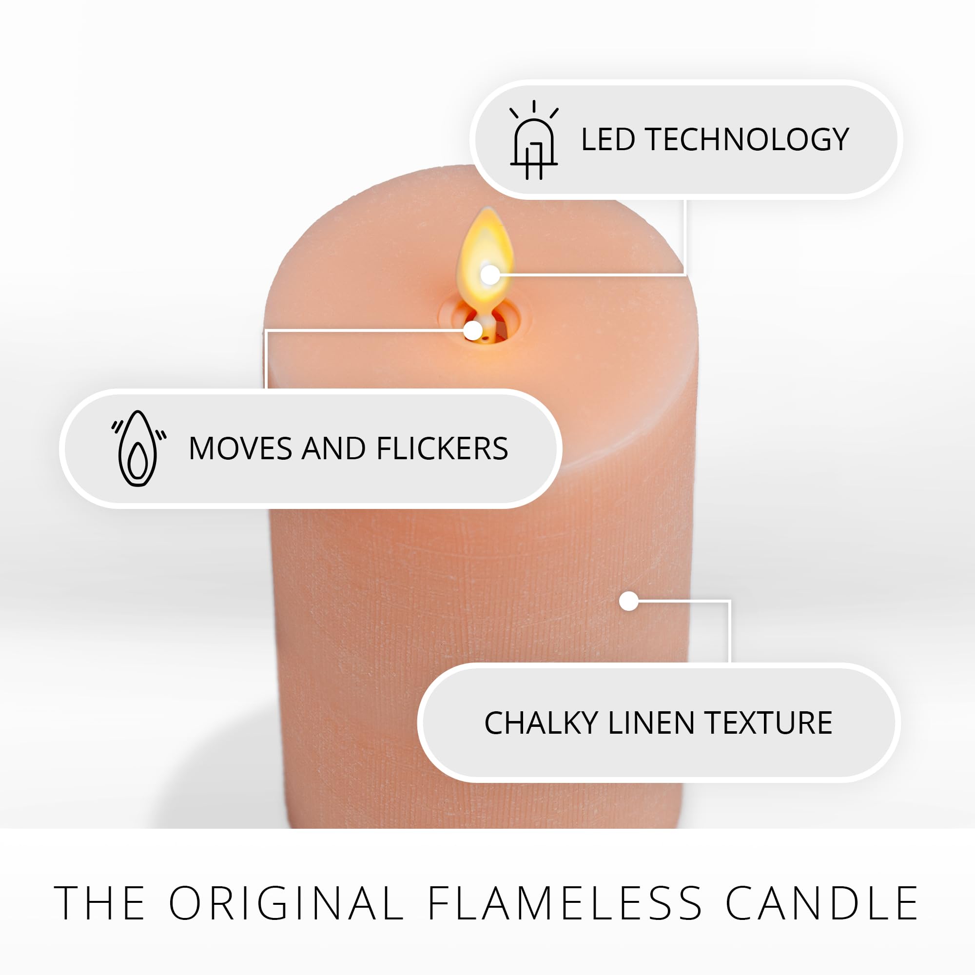 Luminara   Flameless Led Battery Operated Flickering Pillar Candles   Mellow Peach  Pack Of 1 3X6.5   Realistic Moving Flame Rea