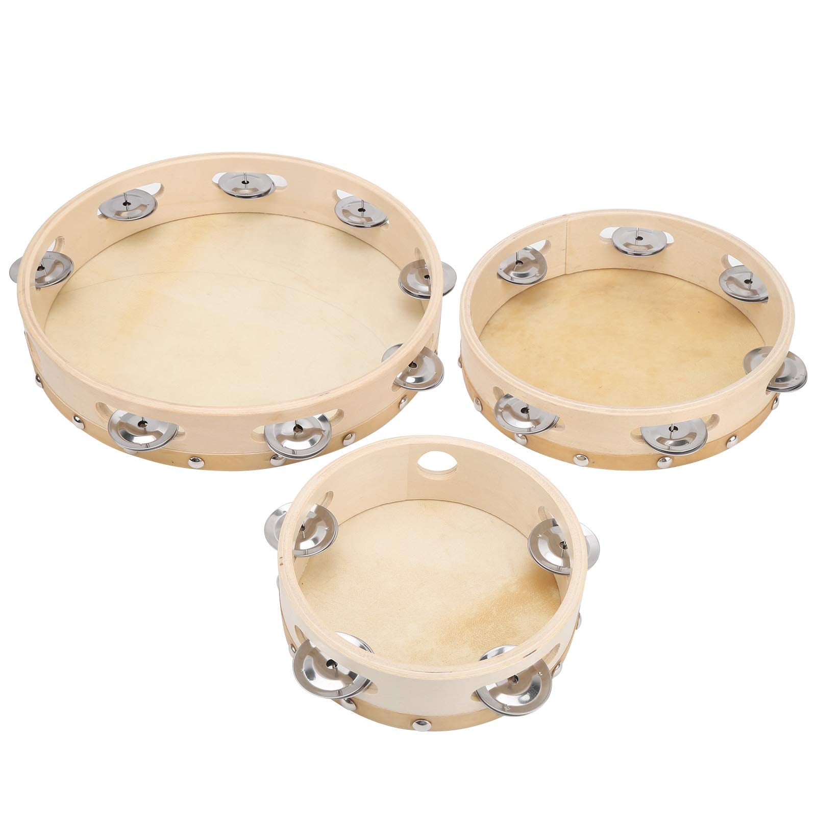 EXCLUZO Wooden Tambourine, Portable Hand Drum Instrument for Performance for Music Enthusiast for Beginner for Music Club