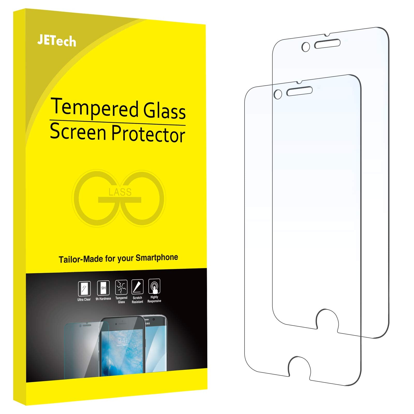 Jetech Screen Protector For Iphone 8 Plus And Iphone 7 Plus, 5.5 Inch, Tempered Glass Film, 2 Pack