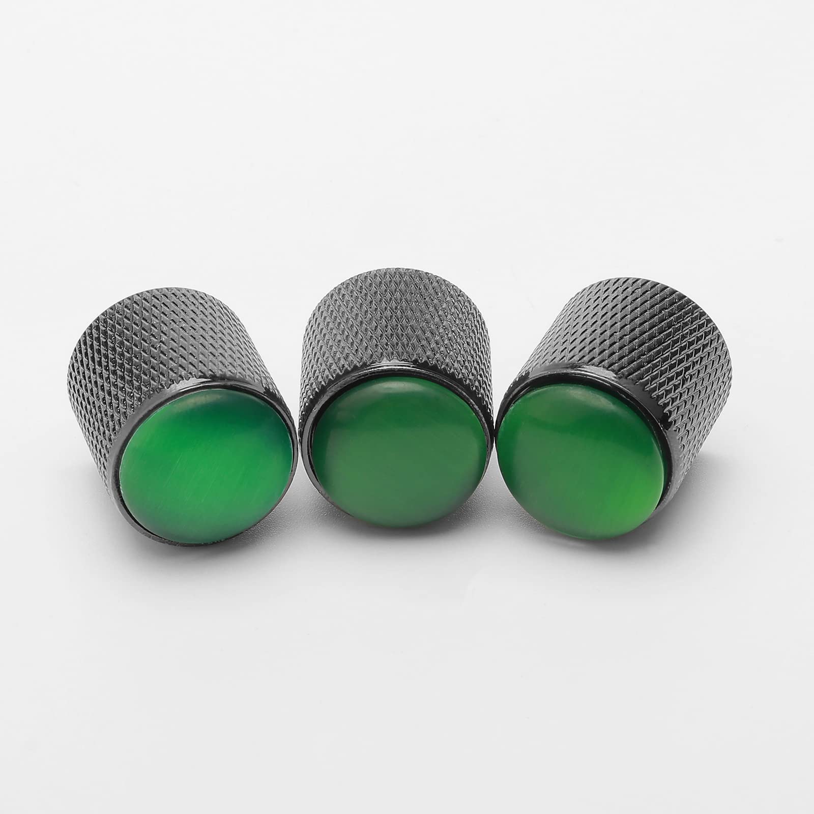 Unxuey 3Pcs Black Guitar Control Knobs Volume Tone Control Knobs With Green Dome For 6Mm Shaft Pots