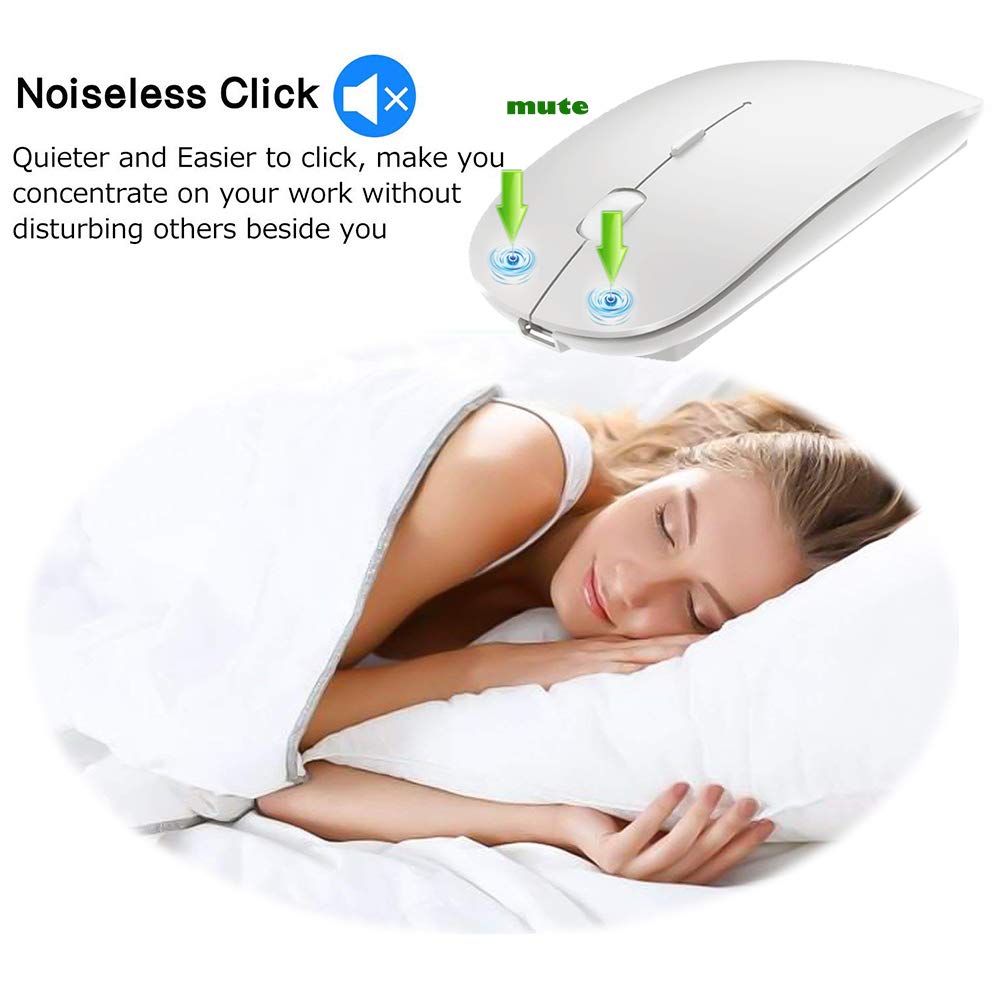 Klo Bluetooth Mouse For Macbook/Macbook Air/Pro/Ipad, Wireless Mouse For Laptop/Notebook/Pc/Ipad/Chromebook (Bt/B White)