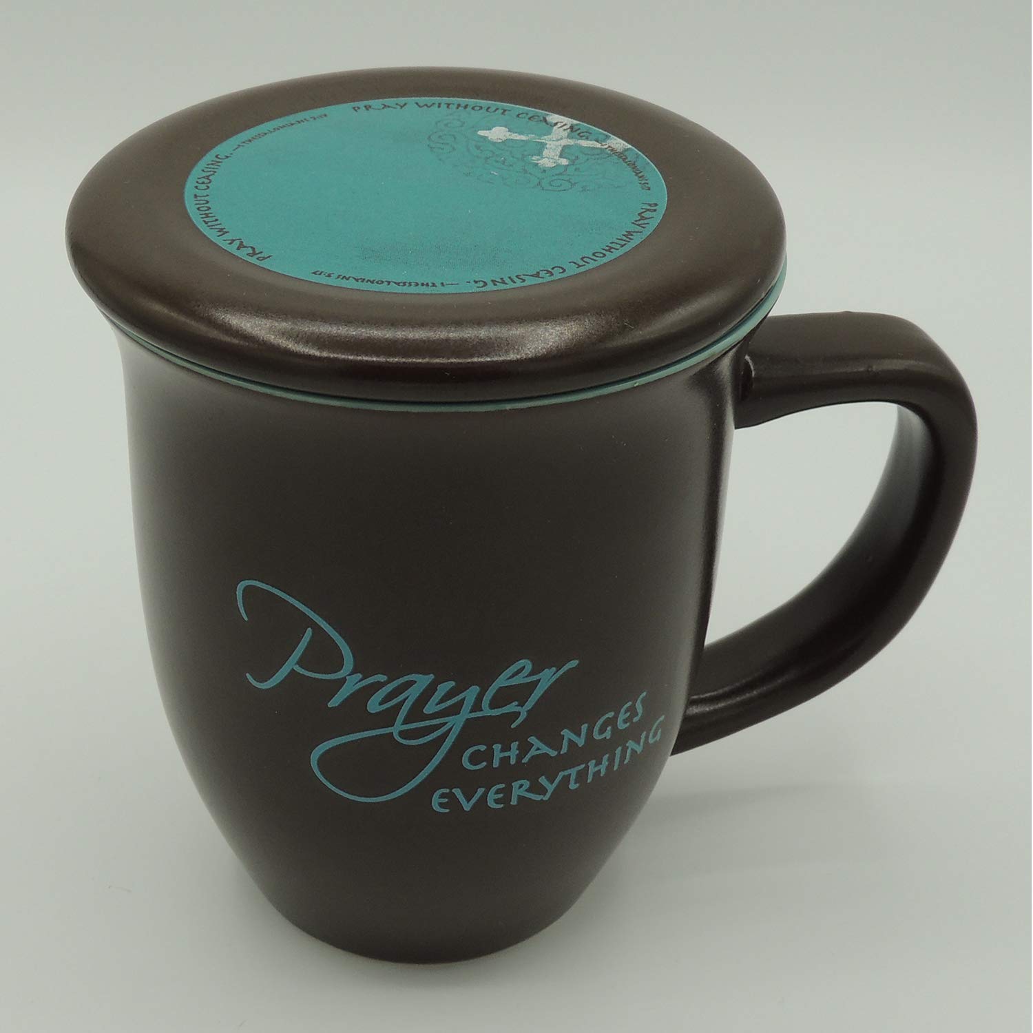 Abbey Gift Prayer Changes Everything Coaster Brown And Blue, 1 Count, Dishwasher Safe Mugs For Coffee And Tea, Includes Bible Ve