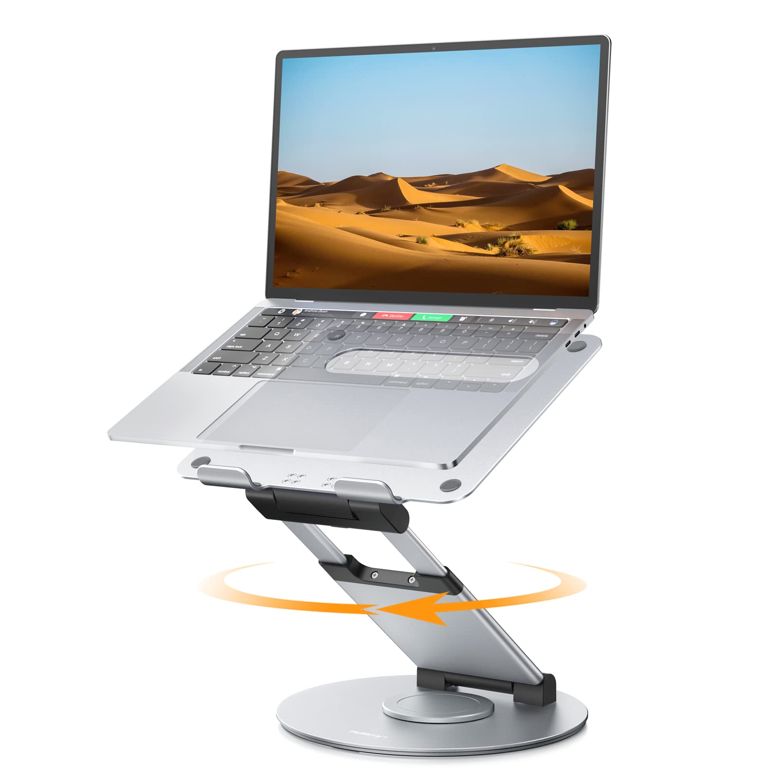 Nulaxy Telescopic 360 Rotating Laptop Stand For Desk Adjustable Height Swivel Pull Out Design Ergonomic Laptop Riser Fits All 10 17' Laptops Computer Macbook, Silver