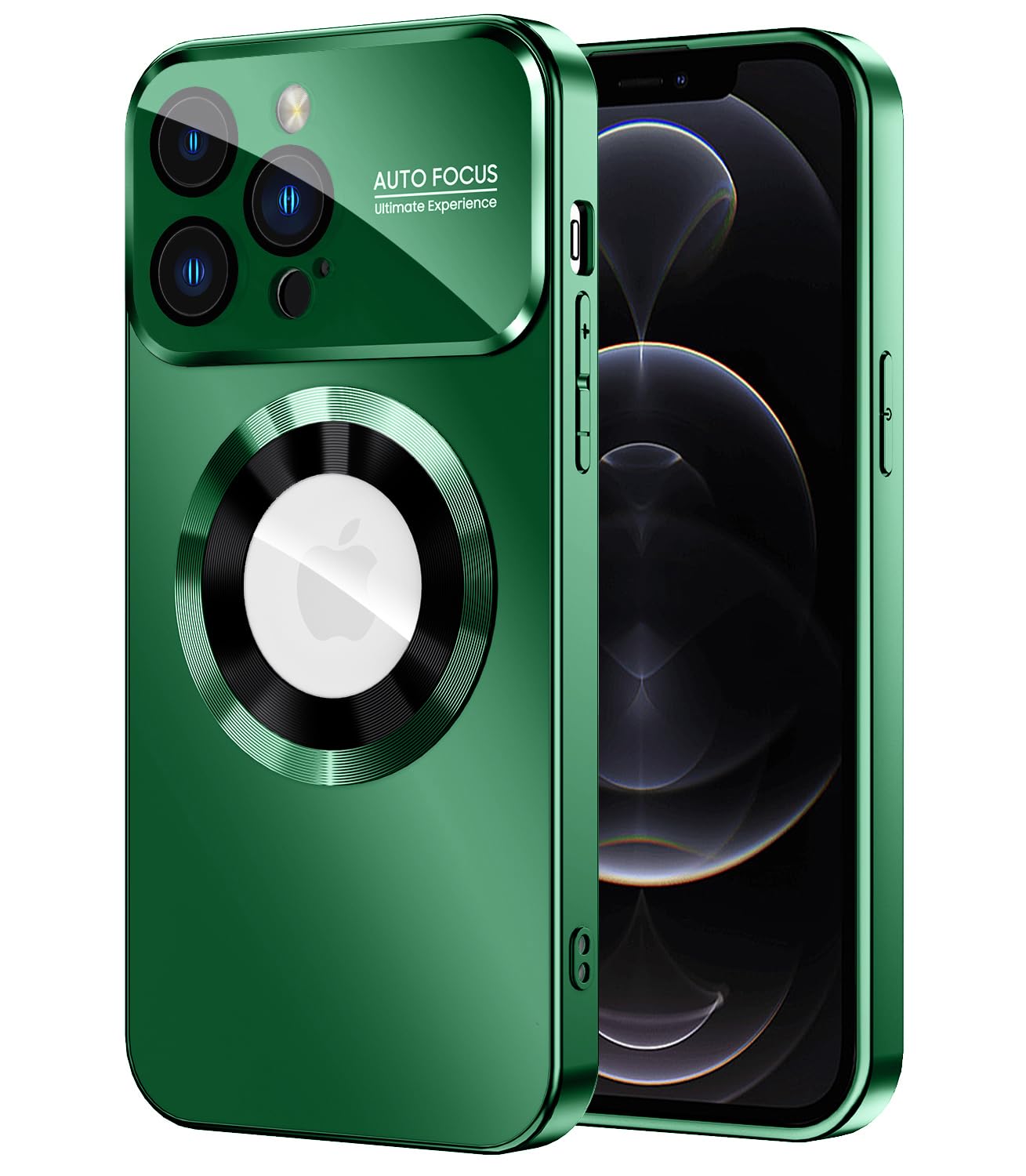 MAKAVO Magnetic for iPhone 12 Pro Case, Compatible with MagSafe, Built-in Camera Lens Protector, Logo View, Military Grade Drop 