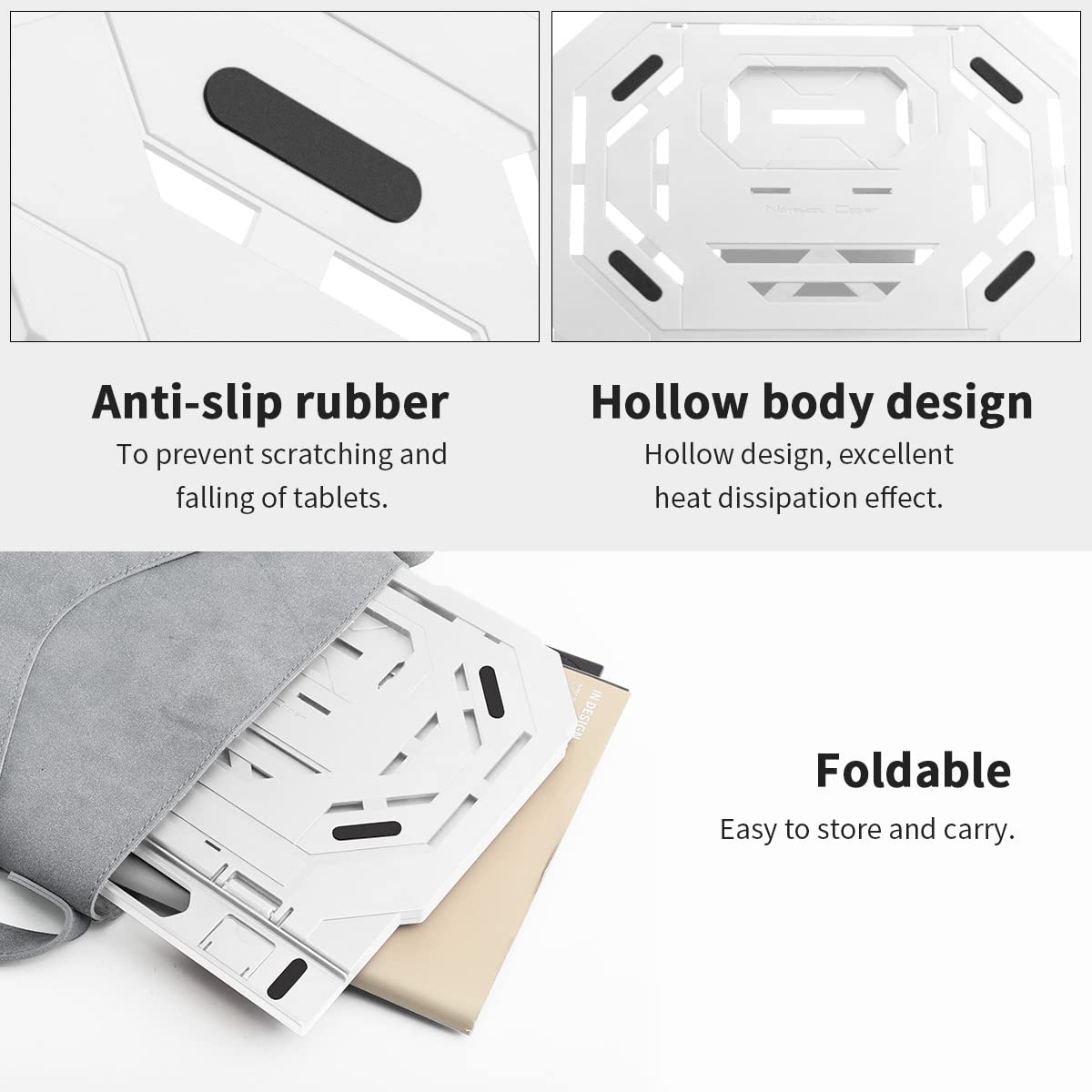 Frunsi Drawing Tablet Stand, Laptop Stand, Foldable Stand For Tablet Display, 9 Levels Adjustable Angles With A Built In Phone H