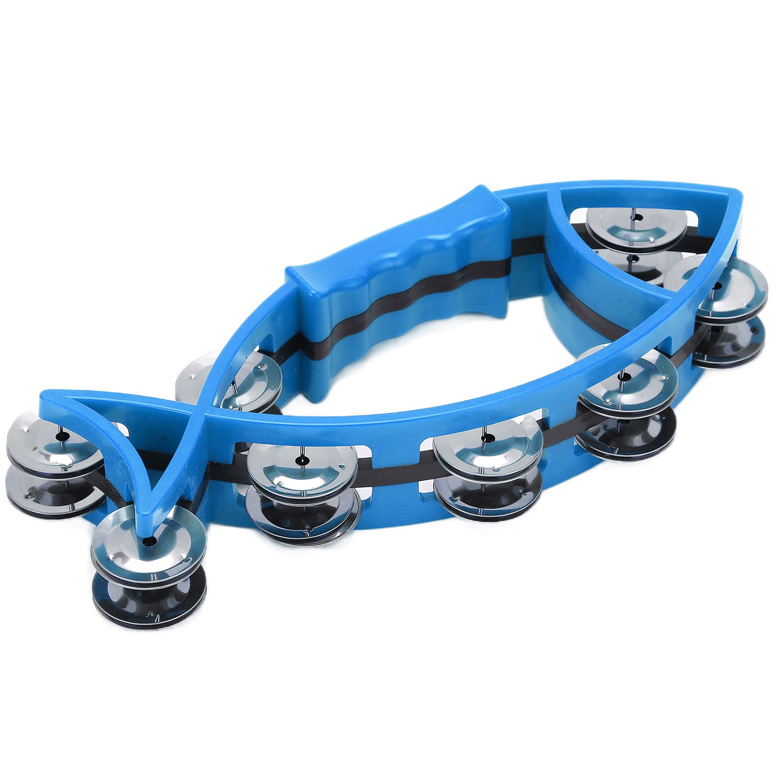 Ubervia Tambourines Instrument, Mini 8 Cymbal Bells ABS Tambourine for Gift for Party(Blue)