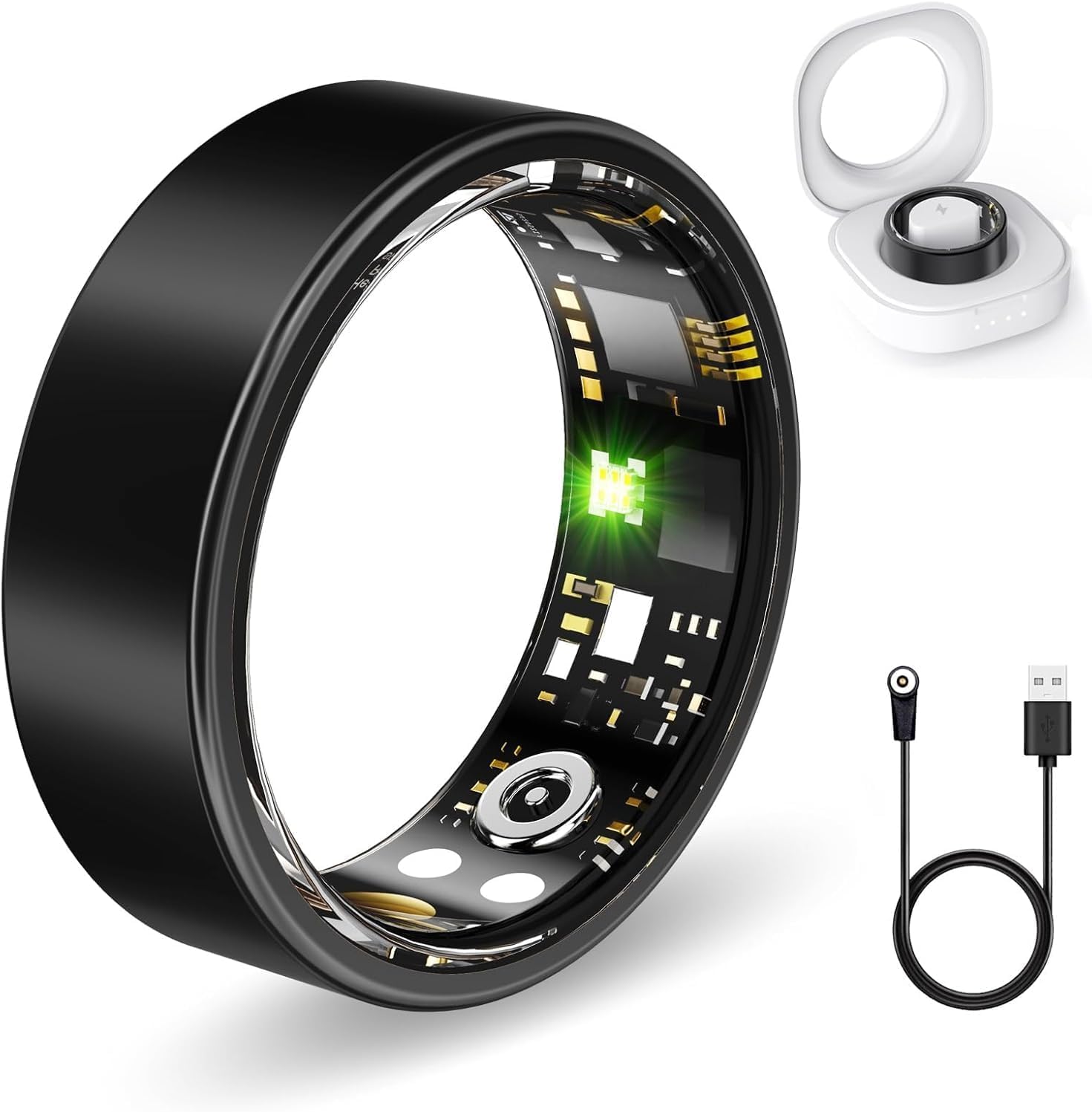 FKGZJF Smart Health Rings for Women Men, Fitness Tracker with Heart Rate, Blood Oxygen, HRV, Sleep Tracker, Step Tracker, No Sub