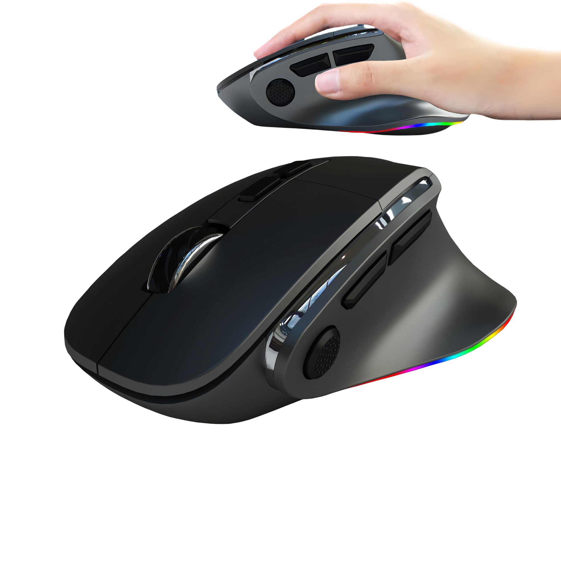 Ergonomic Mouse Jiggler, Large Middle Hands Dual Mode(Bluetooth+USB)Rechargeable Vertical Carpal Tunnel Bluetooth Wireless Mouse