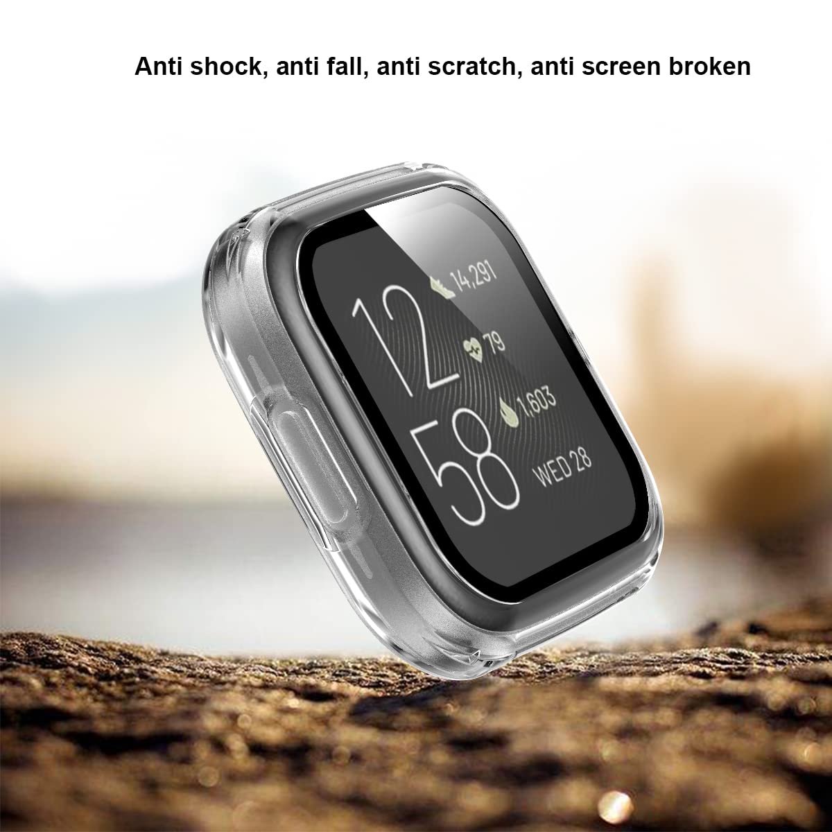 Rc Z Screen Protector For Fitbit Versa 2, Hard Matte Pc Case Full Around Frame Bumper Full Face Screen Cover Protective Case For