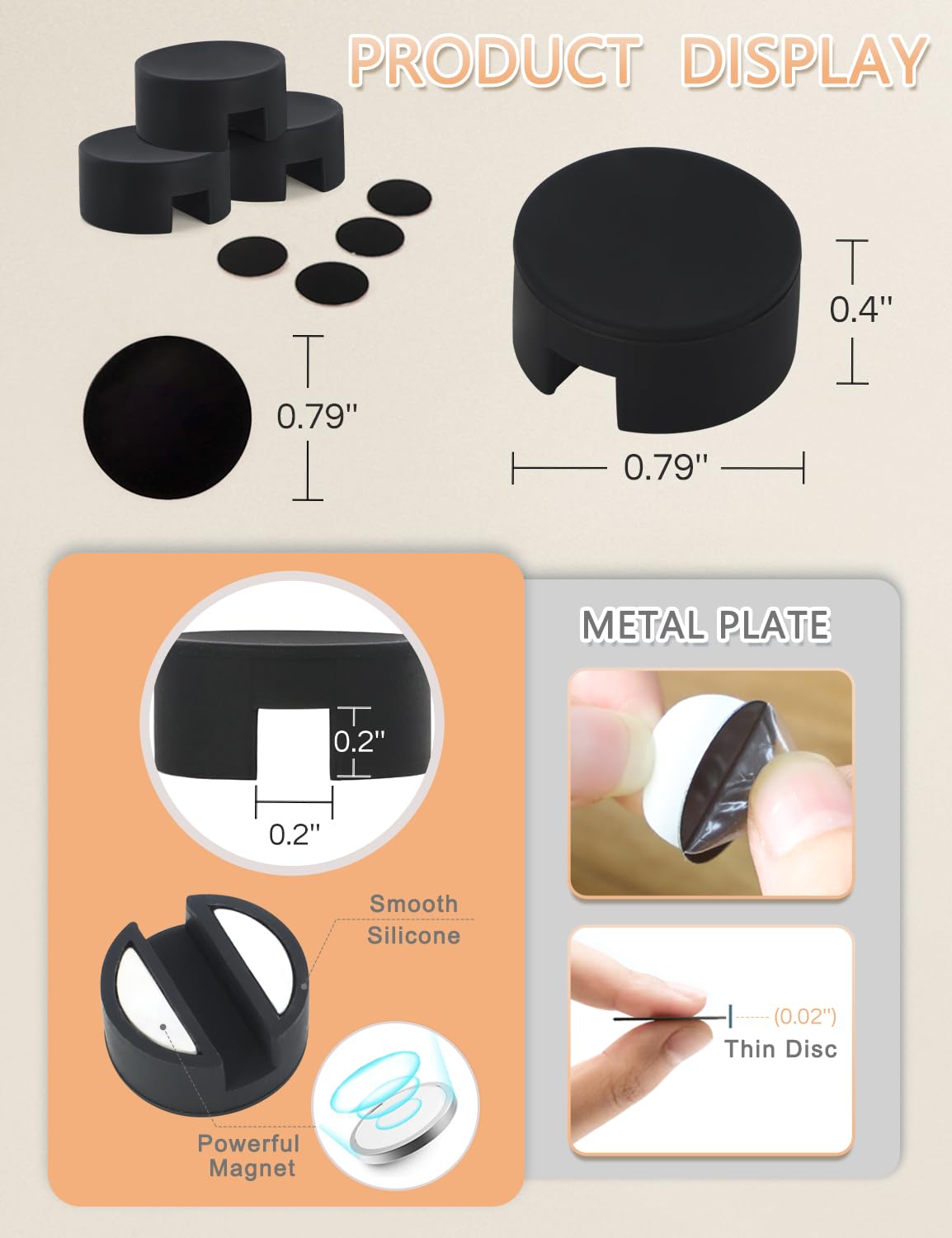Xuuza Magnetic Cord Holder 5-Pack Silicone Cable Organizer Black