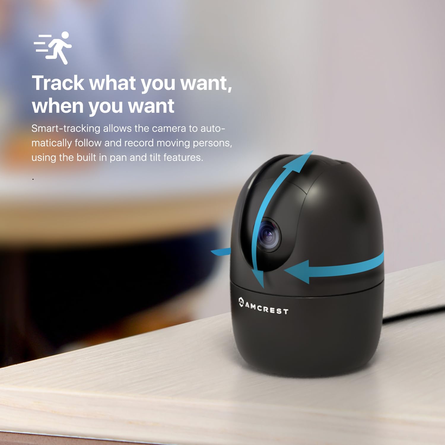 Amcrest 1080P Wifi Camera Indoor, Nanny Cam, Dog Camera, Sound & Baby Monitor, Human & Pet Detection, Motion Tracking, 2.4Ghz On