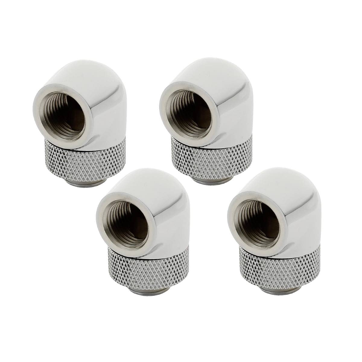 Xspc G1/4'' 90 Degree Rotary Fitting V2, Chrome, 4 Pack