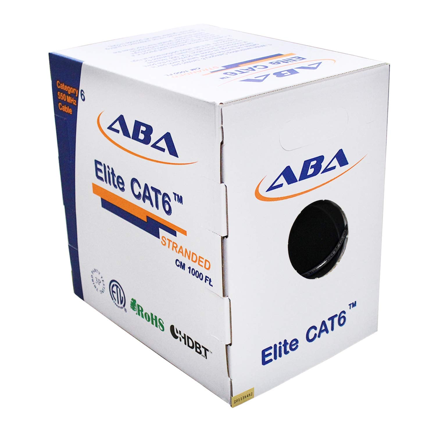 Elite Cat6 24Awg Stranded   Cm, 1000Ft, Unshielded, More Flexible, Bare Copper, 550Mhz, Etl Listed & Ul Listed, Bulk Ethernet Ca