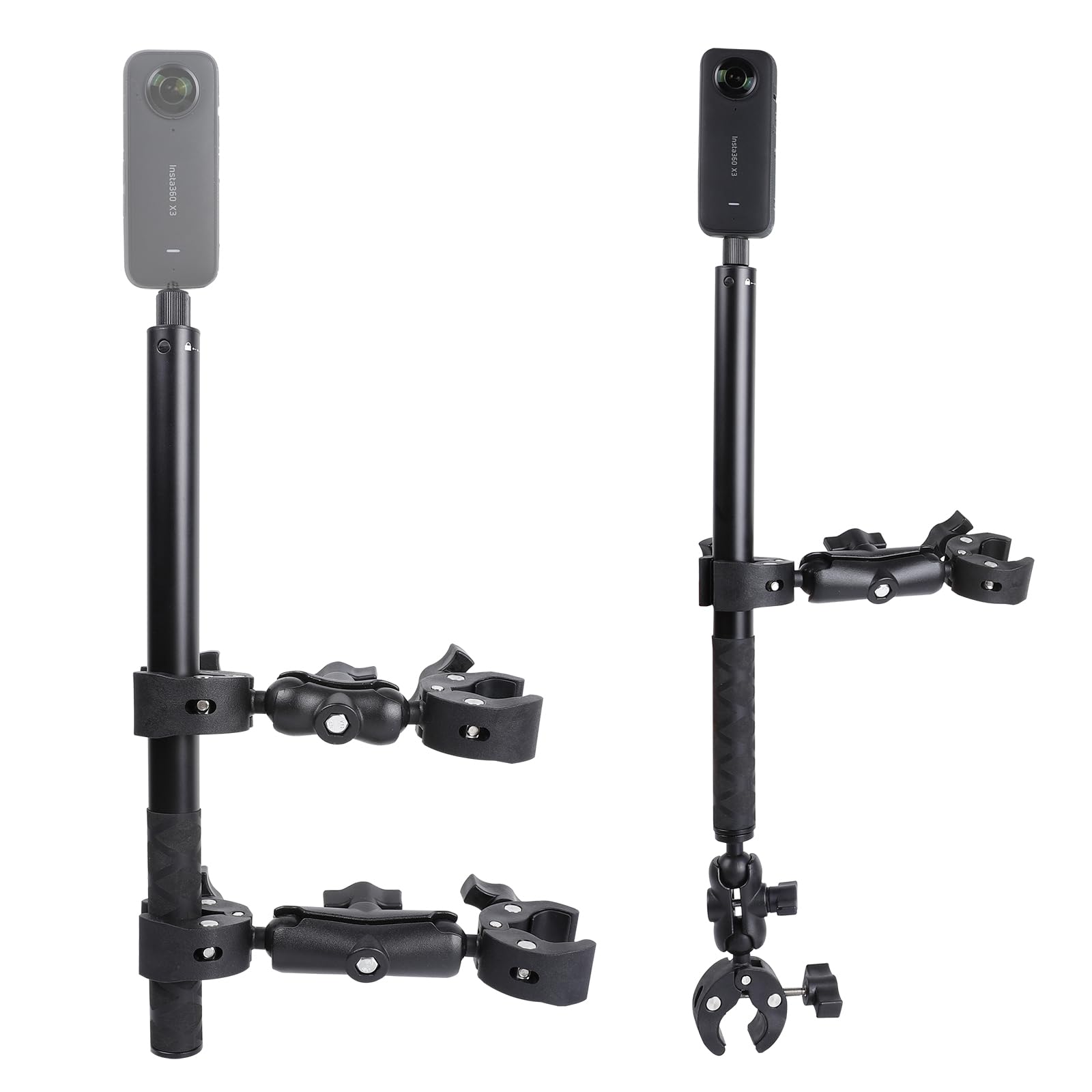 Pellking Motorcycle Mount Kit For Insta360 One X4 X3 X2 Rs  Double Clamps Handlebar Holder With 155Cm Selfie Stick For Motorcycl