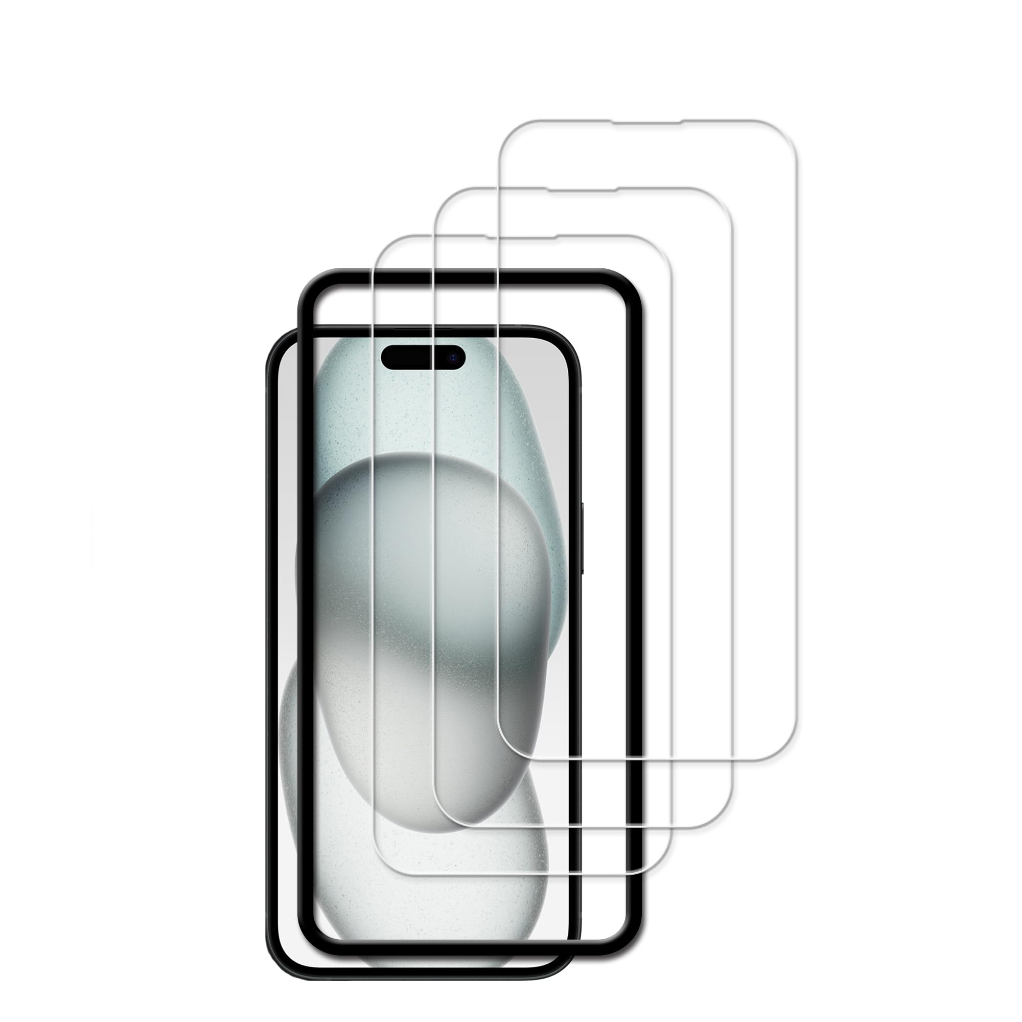 Hkkais Easy Alignment Frame Designed For Iphone15 Tempered Glass Screen Protector Film 3 Pack