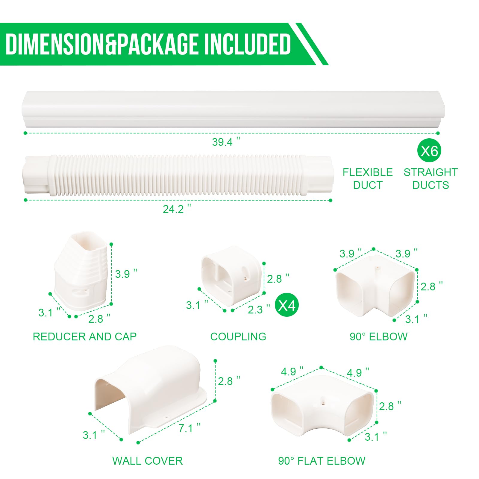 Kerykwan 3'' W 22.5Ft L Mini Split Ac Line Cover Kit Decorative Pvc Tubing Pipe Cover Set For Center Air Conditioner&Heat Pumps