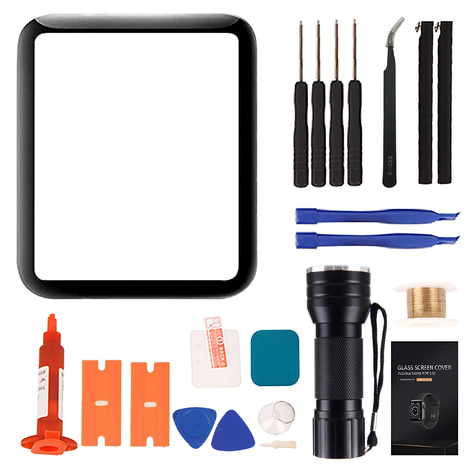 Zgxhga Watch Series 6 Front Glass Replacement Kit   Compatible With Apple Watch Series 6 44Mm Watch Screen Repair Kit With Instr