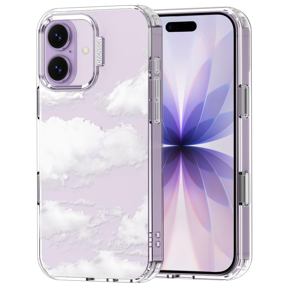 MOSNOVO for iPhone 17 Case | Military Grade 6.6ft Drop Tested | Camera Control | Clear with Cloud Design