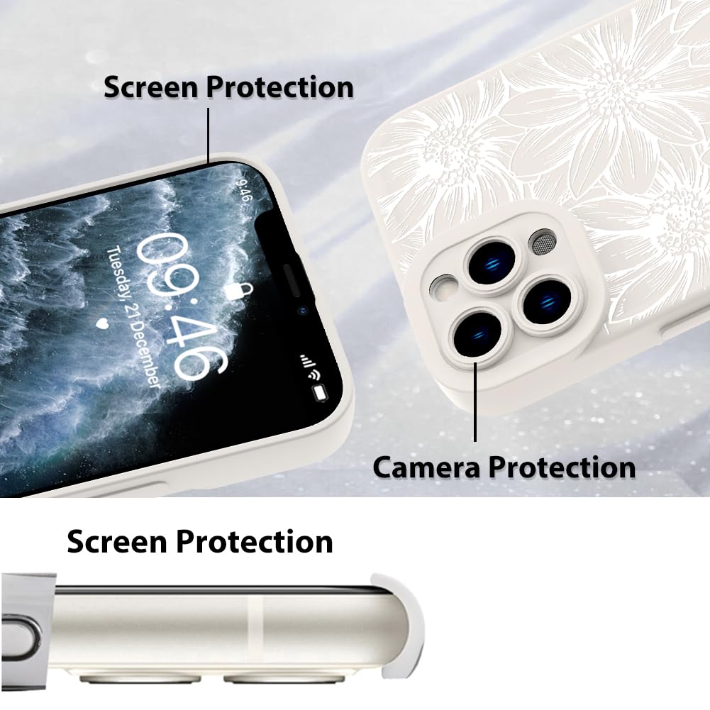 Mzelq For Iphone 11 Pro Max Case Case, Silicone Black Floral Flowers Sunflowers Cute Pattern, Camera Protection Soft Slim Phone