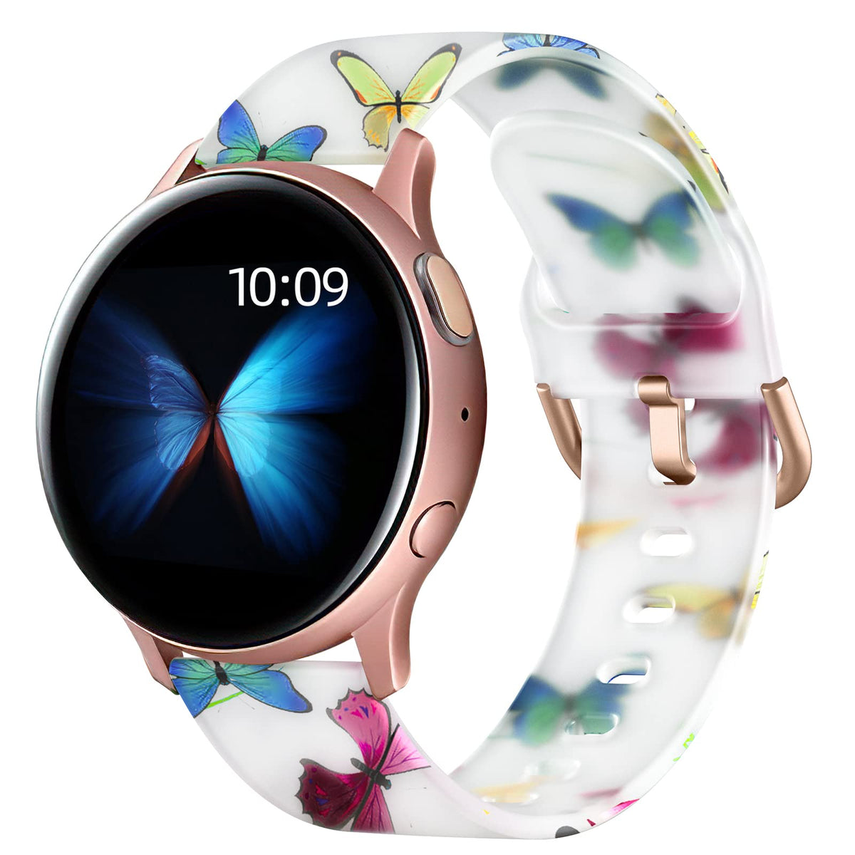Geak Unisex Silicone Watch Band For Samsung Galaxy Watch 5/6, 4/6 Classic/Active 2, Floral Bands, 20Mm