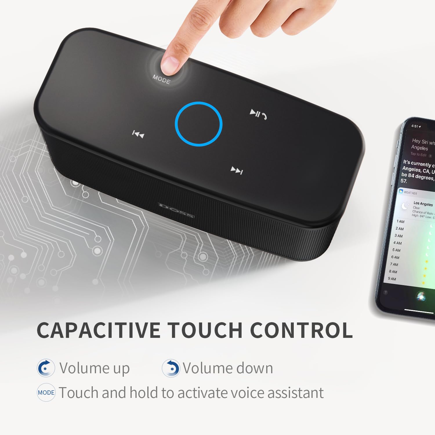 Doss Bluetooth Speaker, Soundbox Plus Portable Speaker With 16W Hd Sound And Deep Bass, Touch Control, Wireless Stereo Pairing, 20H Playtime, Wireless Speaker For Home, Outdoor, Travel  Black