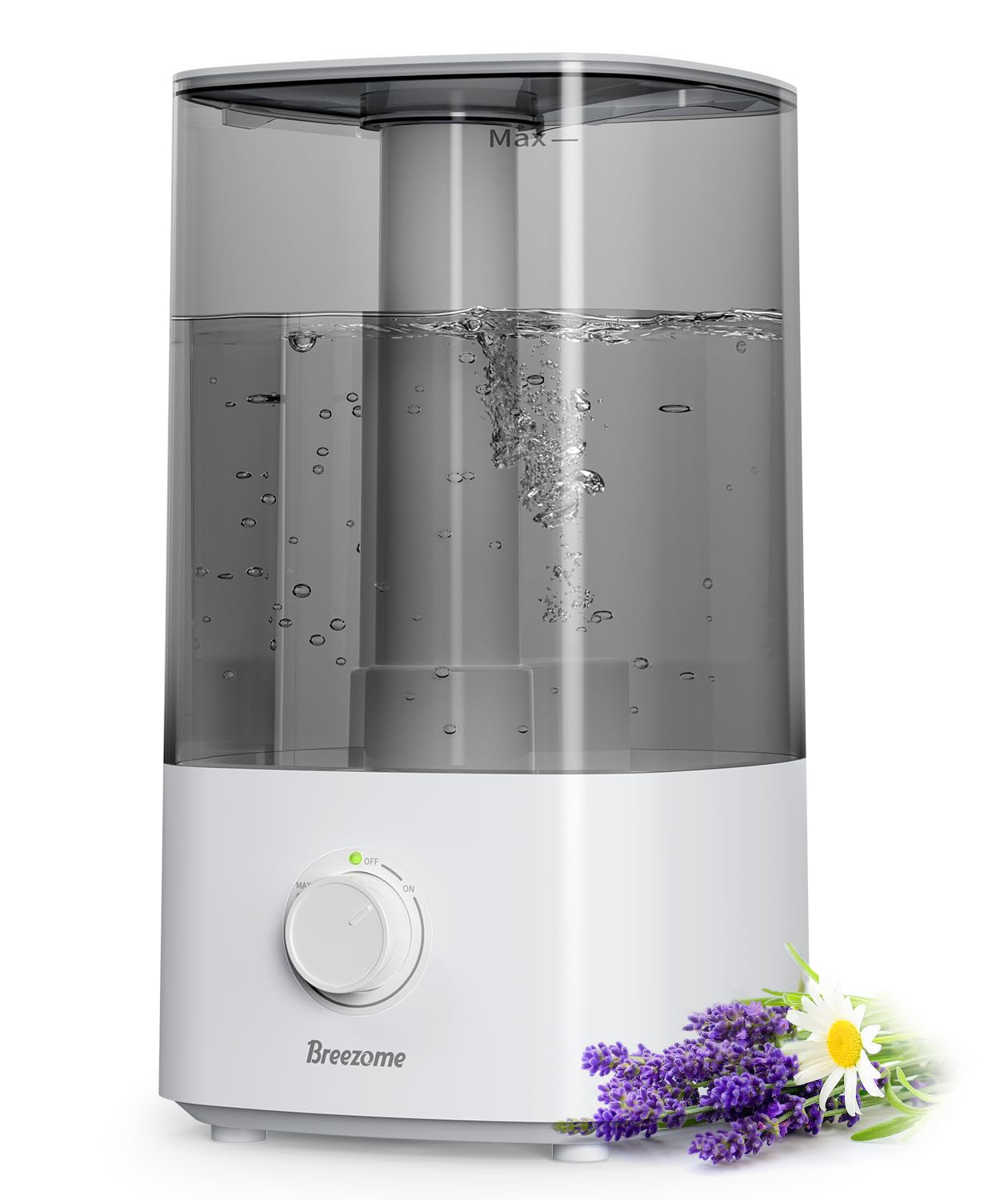 Breezome 4L Humidifiers For Bedroom, Essential Oil Diffuser, Top Fill Cool Mist Ultrasonic Humidifiers For Baby, Plants, Nursery