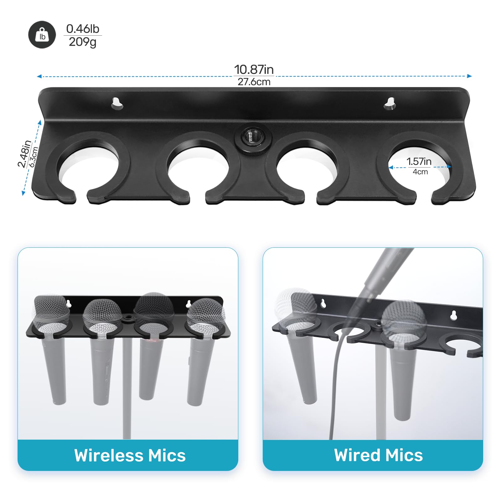 Etour [2025 Upgrade] Multi Microphone Holder For Mic Stand Storage Organizer For Handheld Dynamic Wired And Wireless Mics Wall M