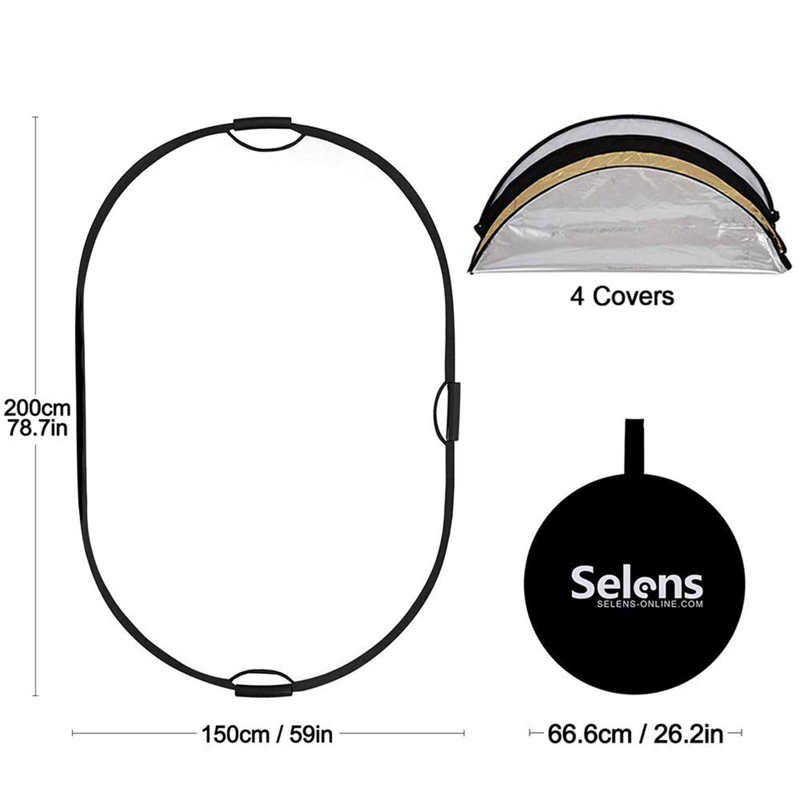 Selens 5 In 1 Oval Reflector With Handle For Photography Photo Studio Lighting & Outdoor Lighting (59 X 78 Inch)