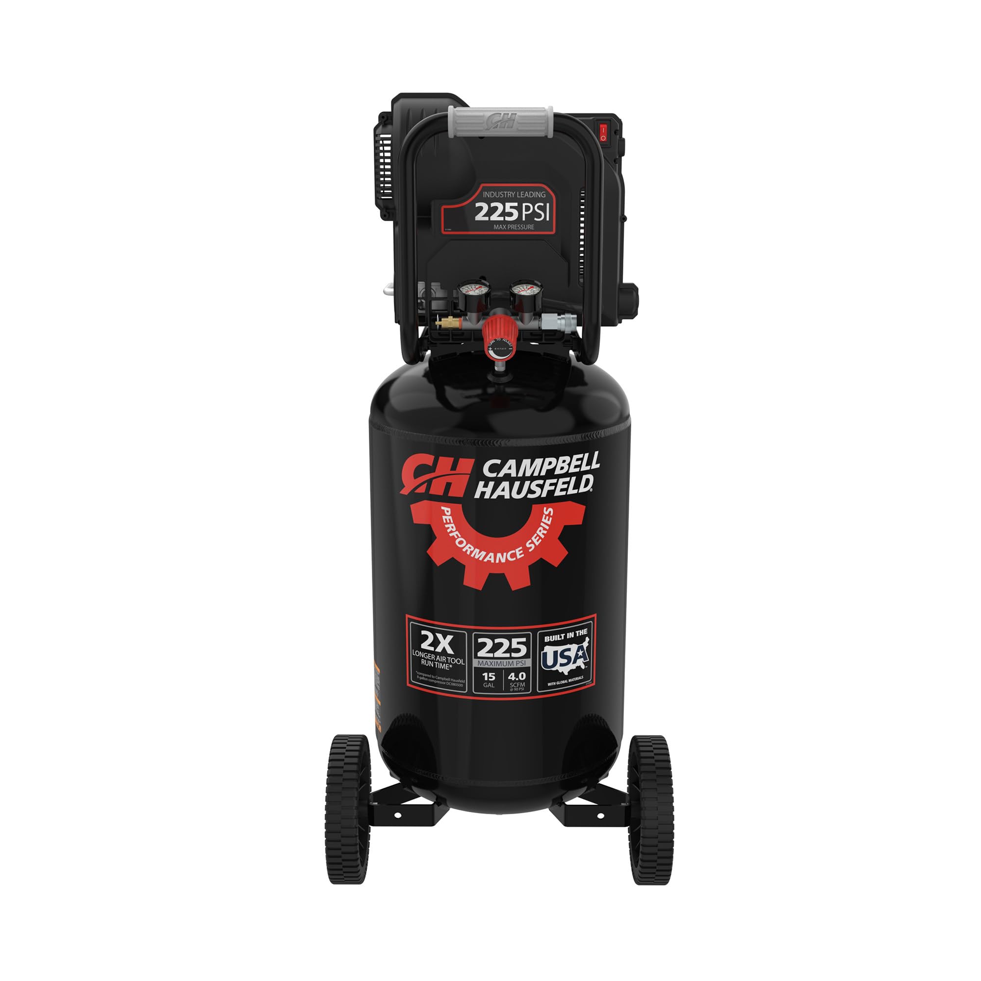 Campbell Hausfeld 15 Gallon Vertical Air Compressor, 225 PSI, Oil-Free