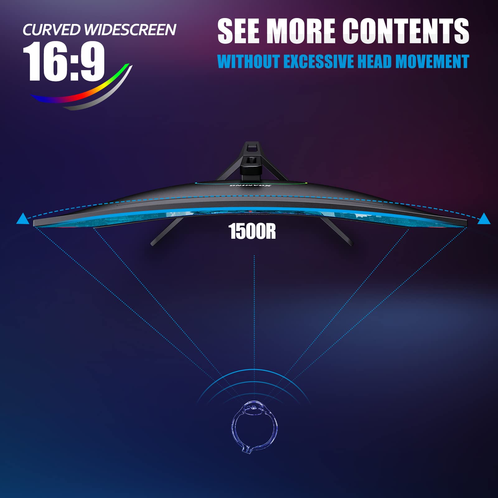 27 Inch Curved Gaming Monitor, Qhd 2560 X 1440 Computer Monitor 144Hz/165Hz, 16:9 Wide Hdr Display, Freesync, 1Ms Response, Pc M