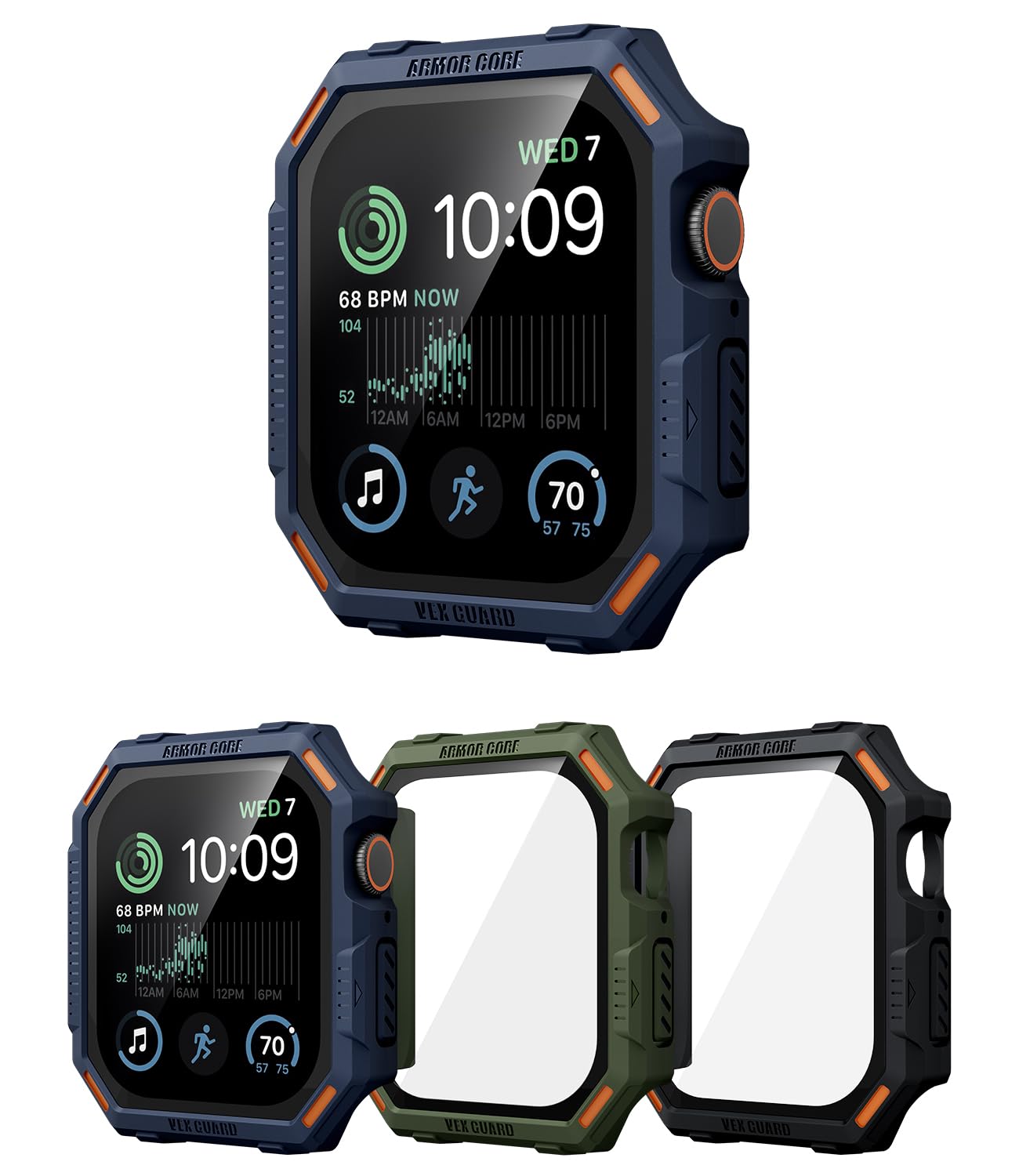 WEHAMU 3-Pack Case for Apple Watch 46mm Series11 Series10 with Tempered Glass Screen Protector | Durable TPU Case Full Protectiv