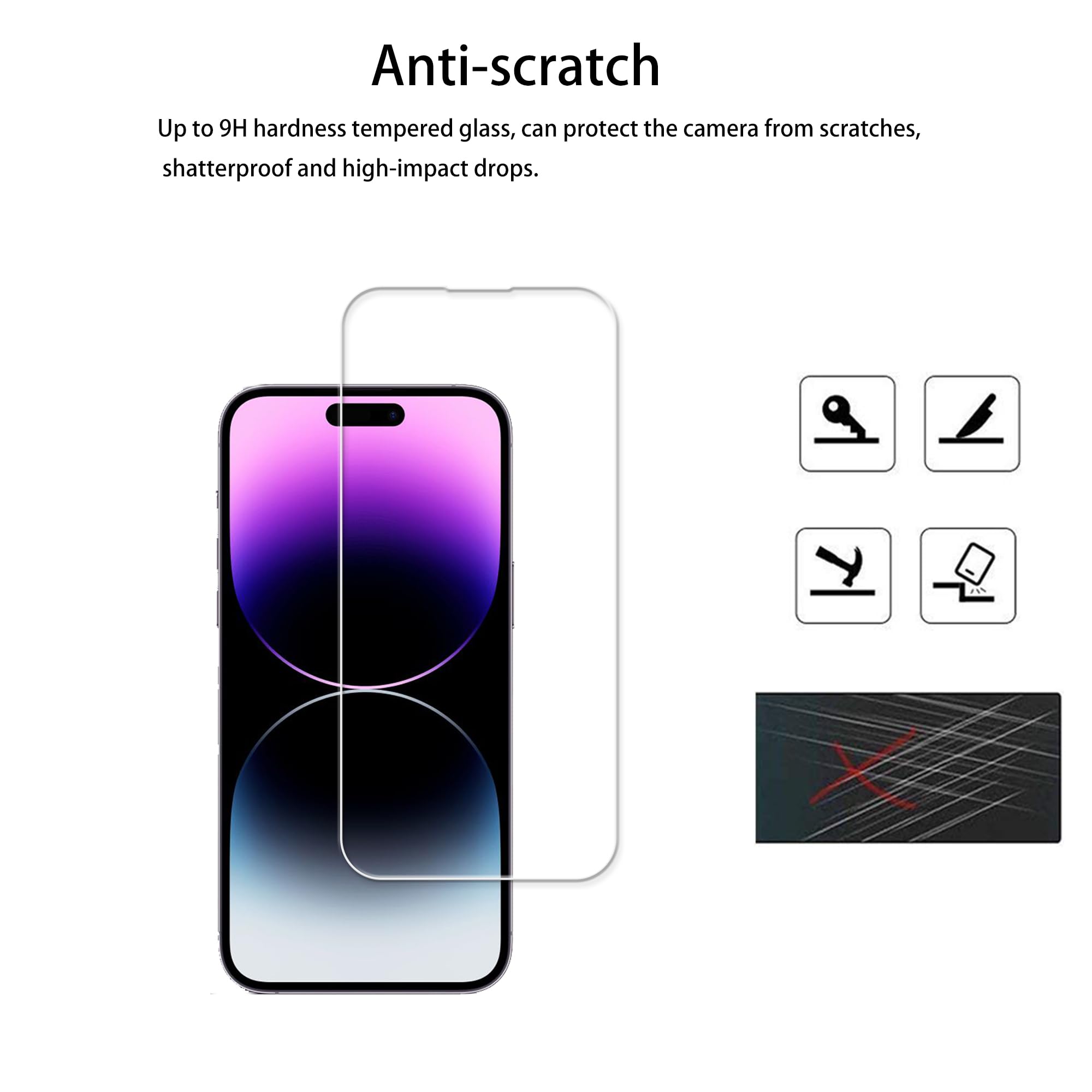 Hkkais Easy Alignment Frame Designed For Iphone14 Pro Tempered Glass Screen Protector Film 3 Pack