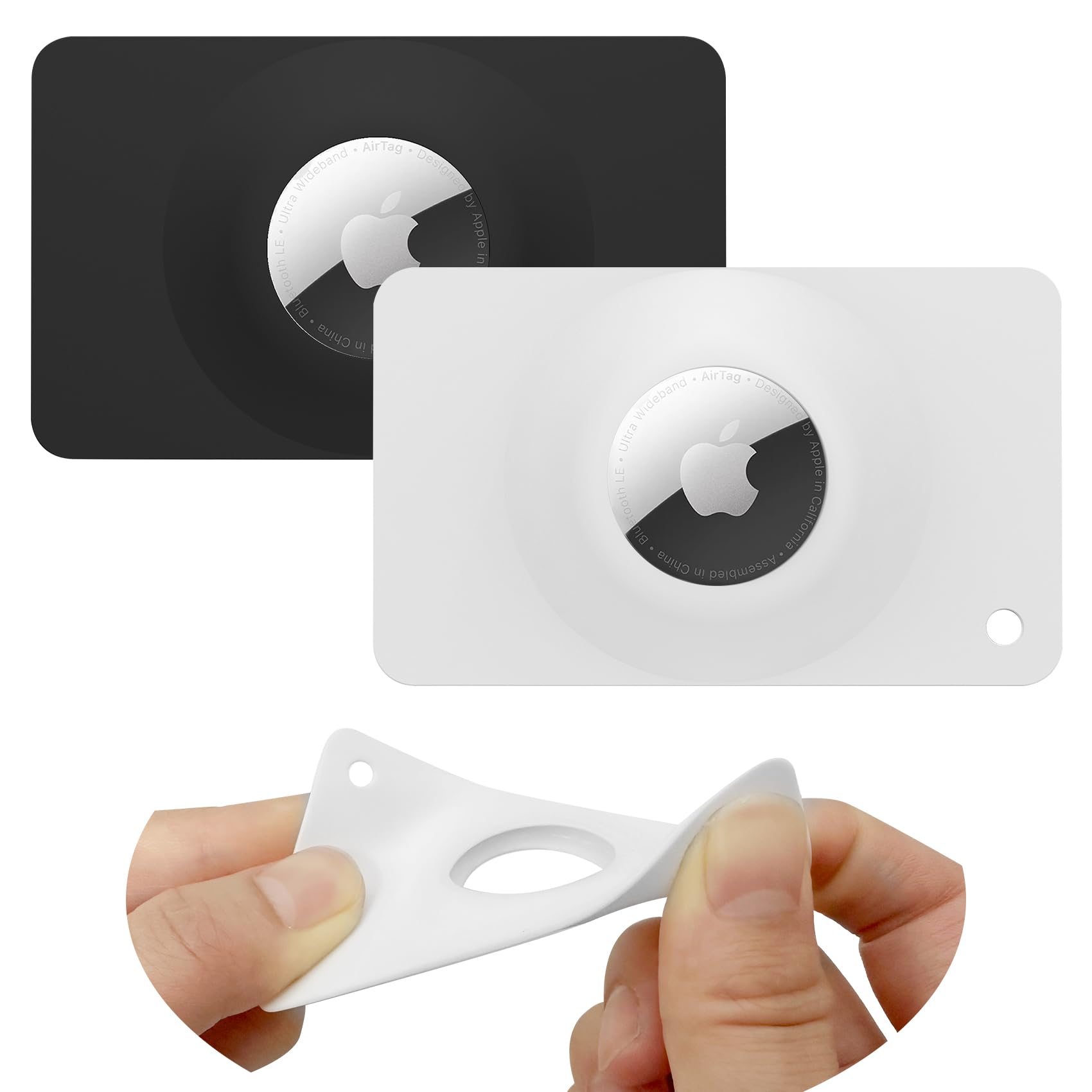 Qyqa 2Pack Airtag Holder Wallet Card,Slim Air Tag Card,Airtags Card Case For Wallet,Purse,Handbag,Clutch,Backpack,Pocket,(Black+