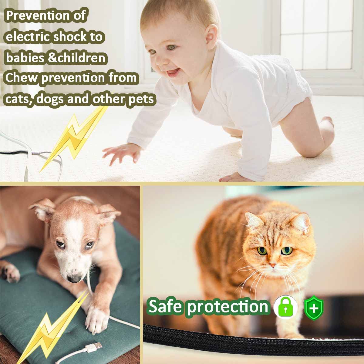 Fanoshon 13 1/8Ft  1/2 Inch Cord Management Sleeve Braided Split Black Cable Protectors Pet Proof   Braided Self Wrapping Wire L