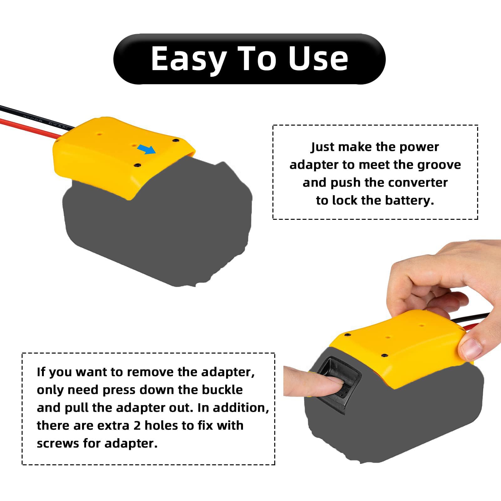 Power Wheel Adapter Compatible For Dewalt 20V Battery With Fuse & Wire Terminals, Fit For Dewalt 20V Dcb205 Dcb206 Dcb200;Power