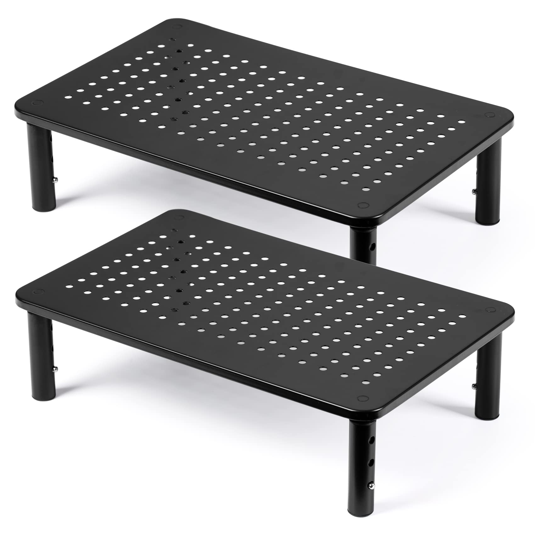 Dolalike 2 Pack Desktop Riser, 3 Height Adjustable Monitor Stands For 2 Monitors, Pc, Computer, Printer, Imac, Desktop Monitor S