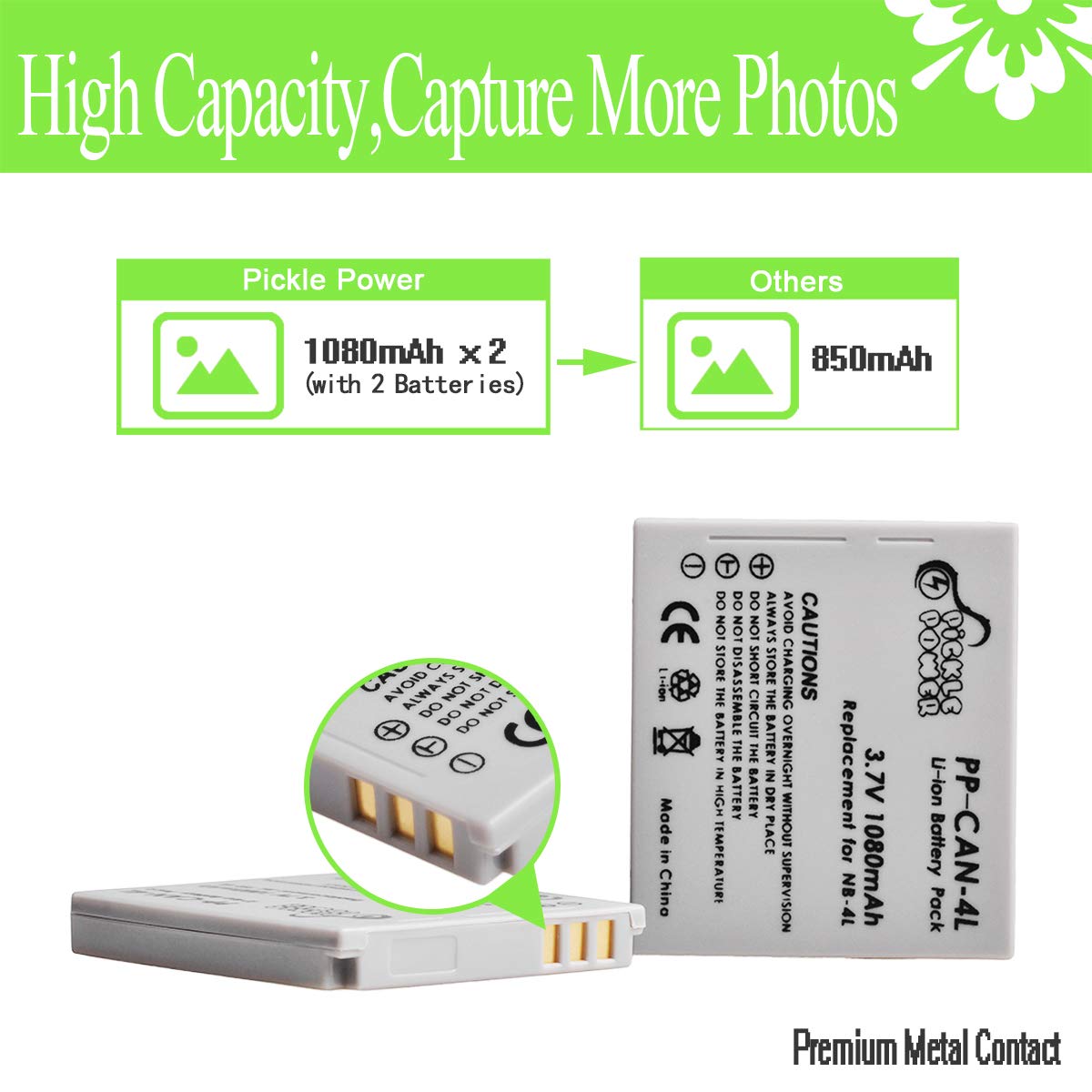 Pickle Power Nb 4L Battery And Led Display Charger For Canon Powershot Elph 100 Hs 300 Hs 330 Hs 310 Hs Sd1000 Sd1100 Is Sd1400