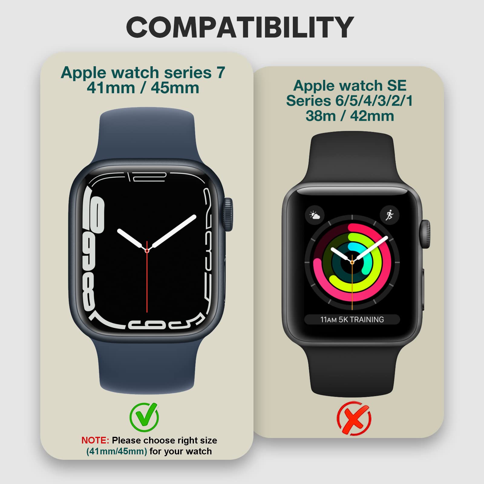 Yolovie [2 Pack] 2 In 1 Waterproof Case Compatible For Apple Watch Series 9 8 7 41Mm Screen Protector Tempered Glass Film Pc Fac